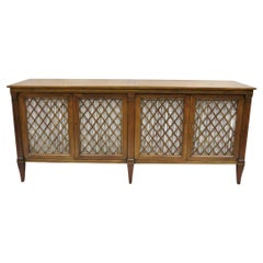 Vintage Baker French Empire Style Cherry Lattice Door Credenza Buffet Sideboard