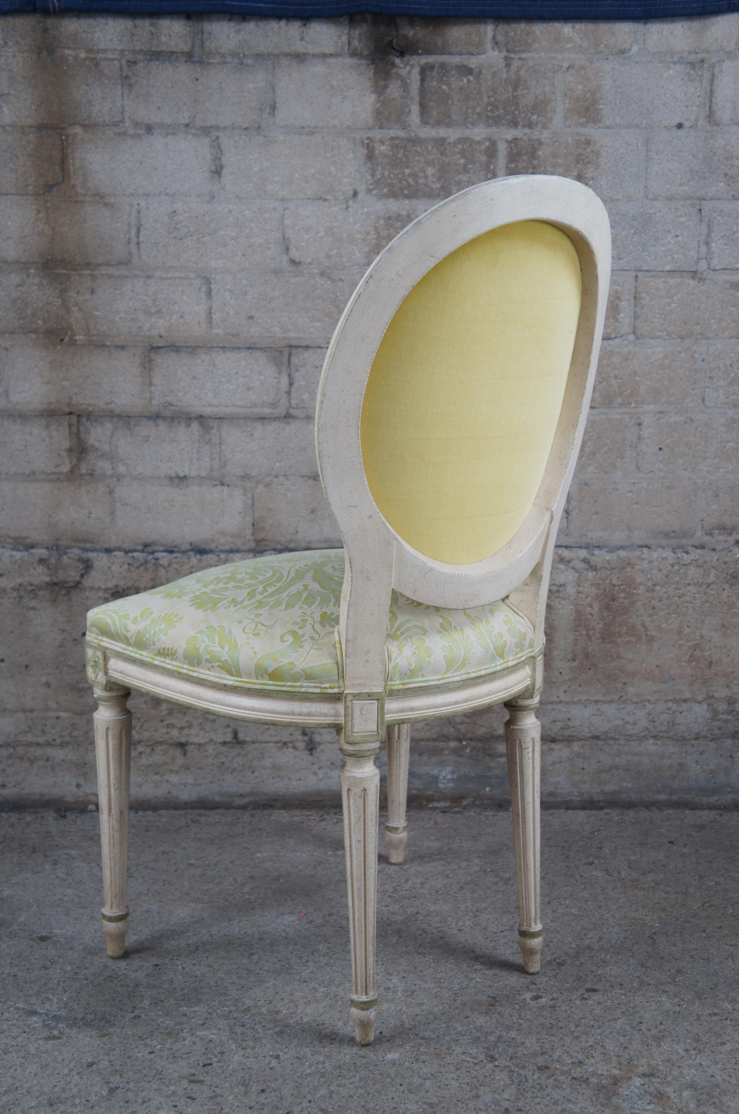 Upholstery Vintage Baker French Louis XV Provincial Baloon Back White Dining Side Chair