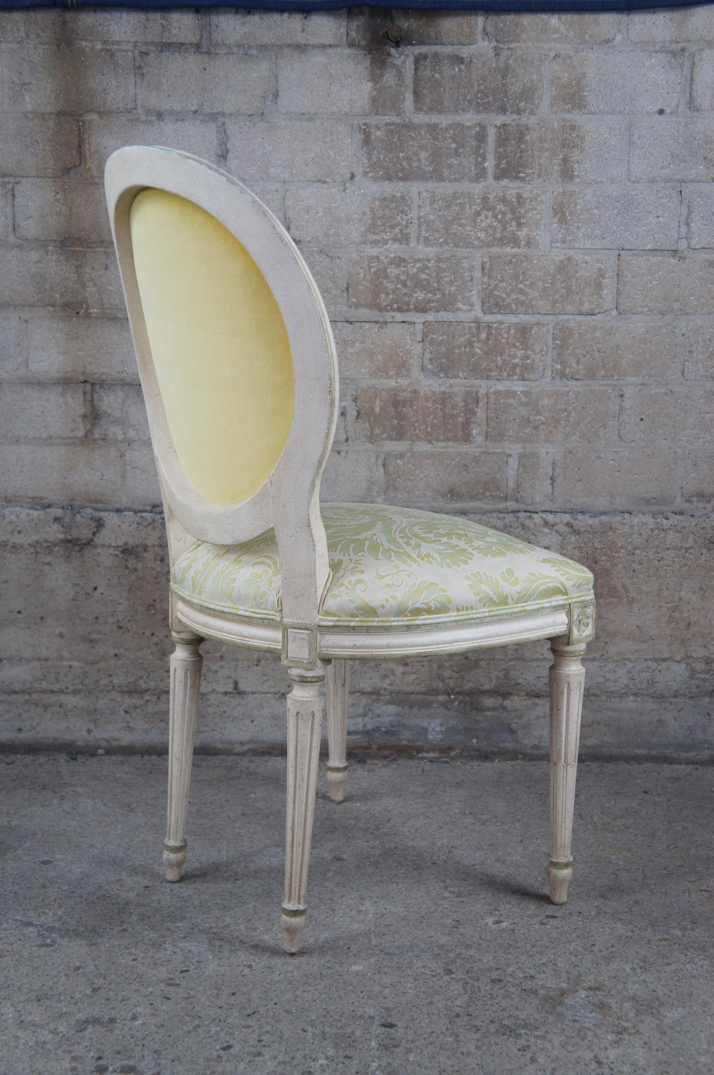 Vintage Baker French Louis XV Provincial Baloon Back White Dining Side Chair 2