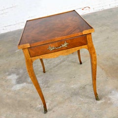 Vintage French Louis XV Style End Table With Brass Ormalu Details by Baker