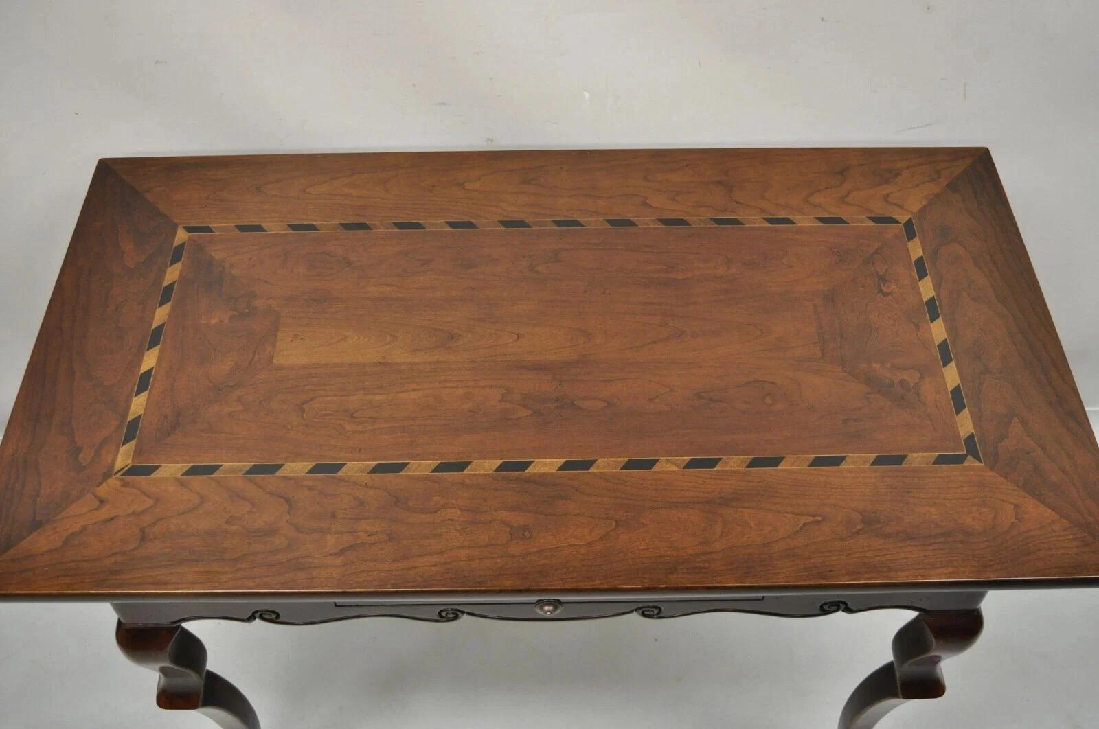 Provincial français Vintage By French Provincial Cherry Inlaid Console Table Writing Desk en vente