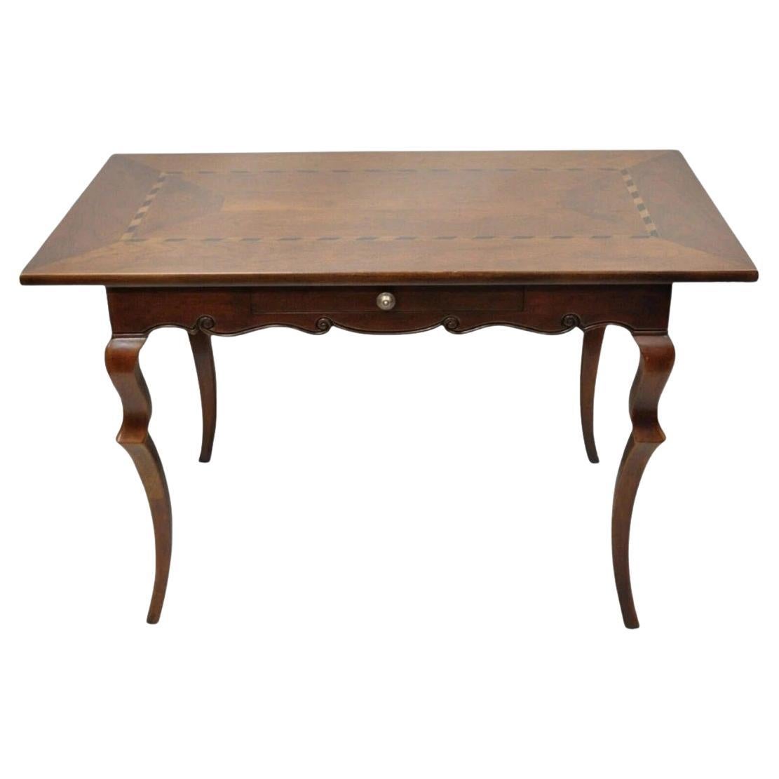 Vintage By French Provincial Cherry Inlaid Console Table Writing Desk en vente