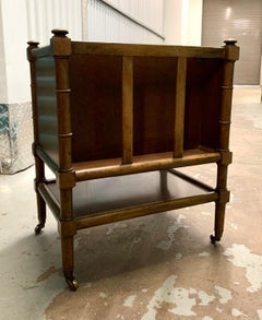 Vintage Baker Furniture Company Magazine Periodical Rack, Brass Casters