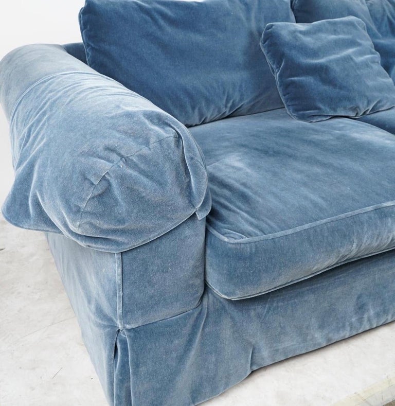 Vintage Baker Furniture Cornflower Blue Mohair Velvet Custom Skirted