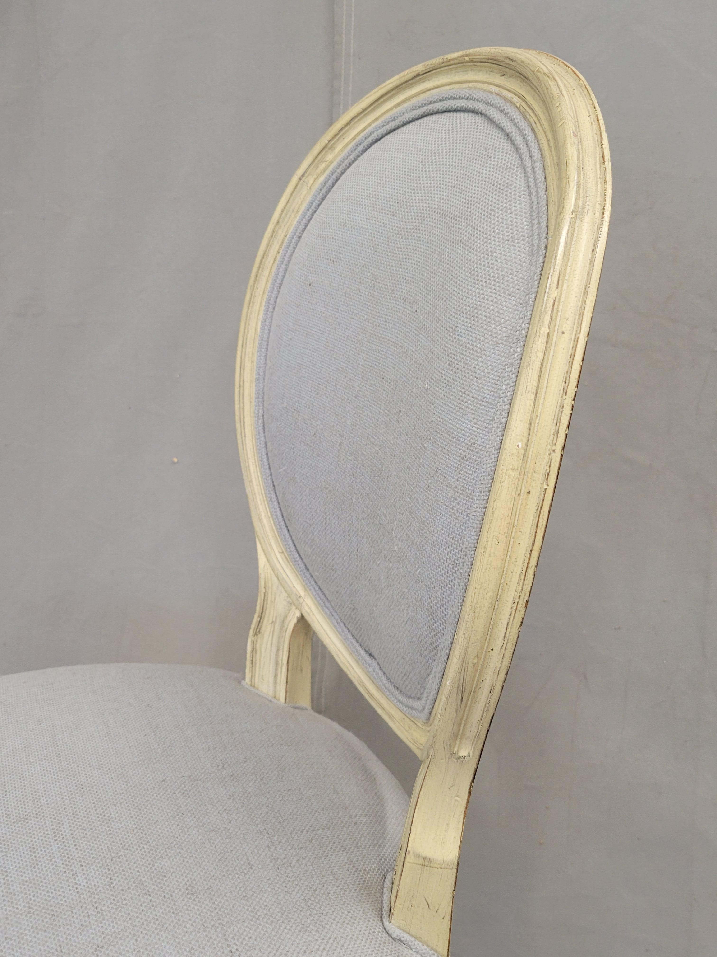 Vintage Baker Furniture French Louis XVI Painted Dining Chairs Reupholstered - S 5