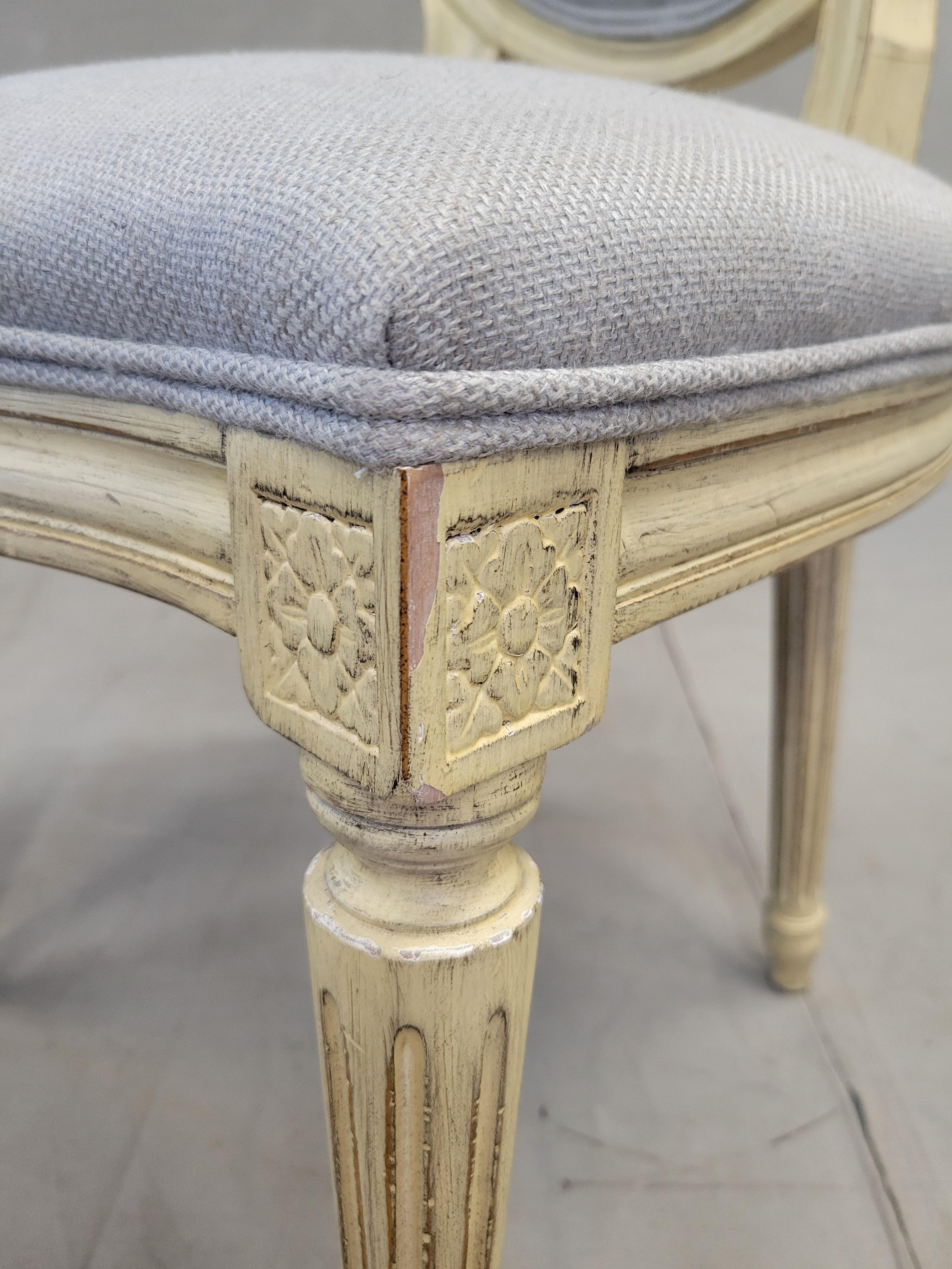 Vintage Baker Furniture French Louis XVI Painted Dining Chairs Reupholstered - S 8