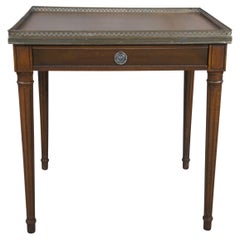 Used Baker Furniture French Louis XVI Style Walnut Accent Table Brass Gallery