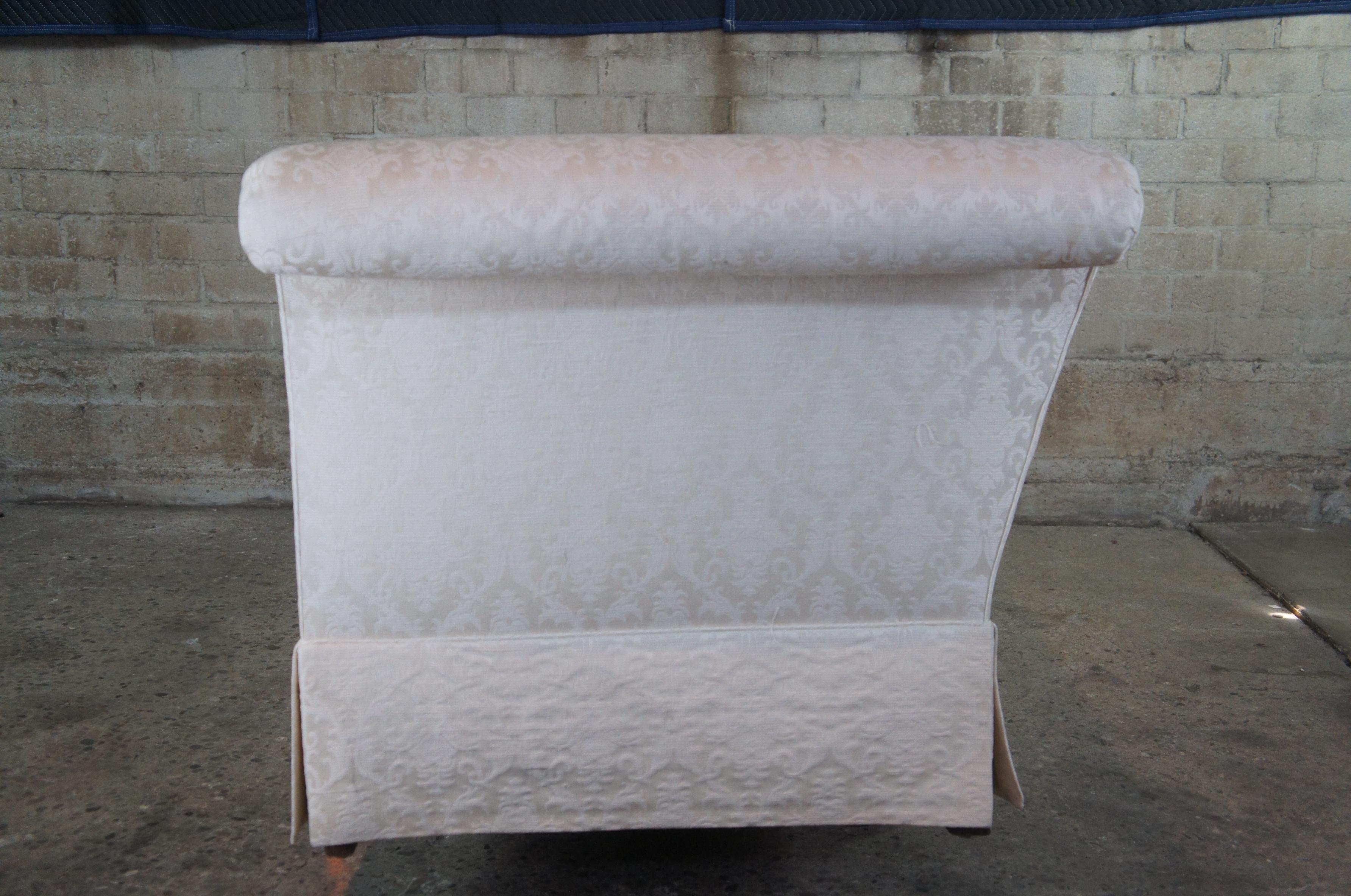 Baker Furniture French Tuxedo Roll Arm Down Filled Sofa Couch Love Seat Brocade 3