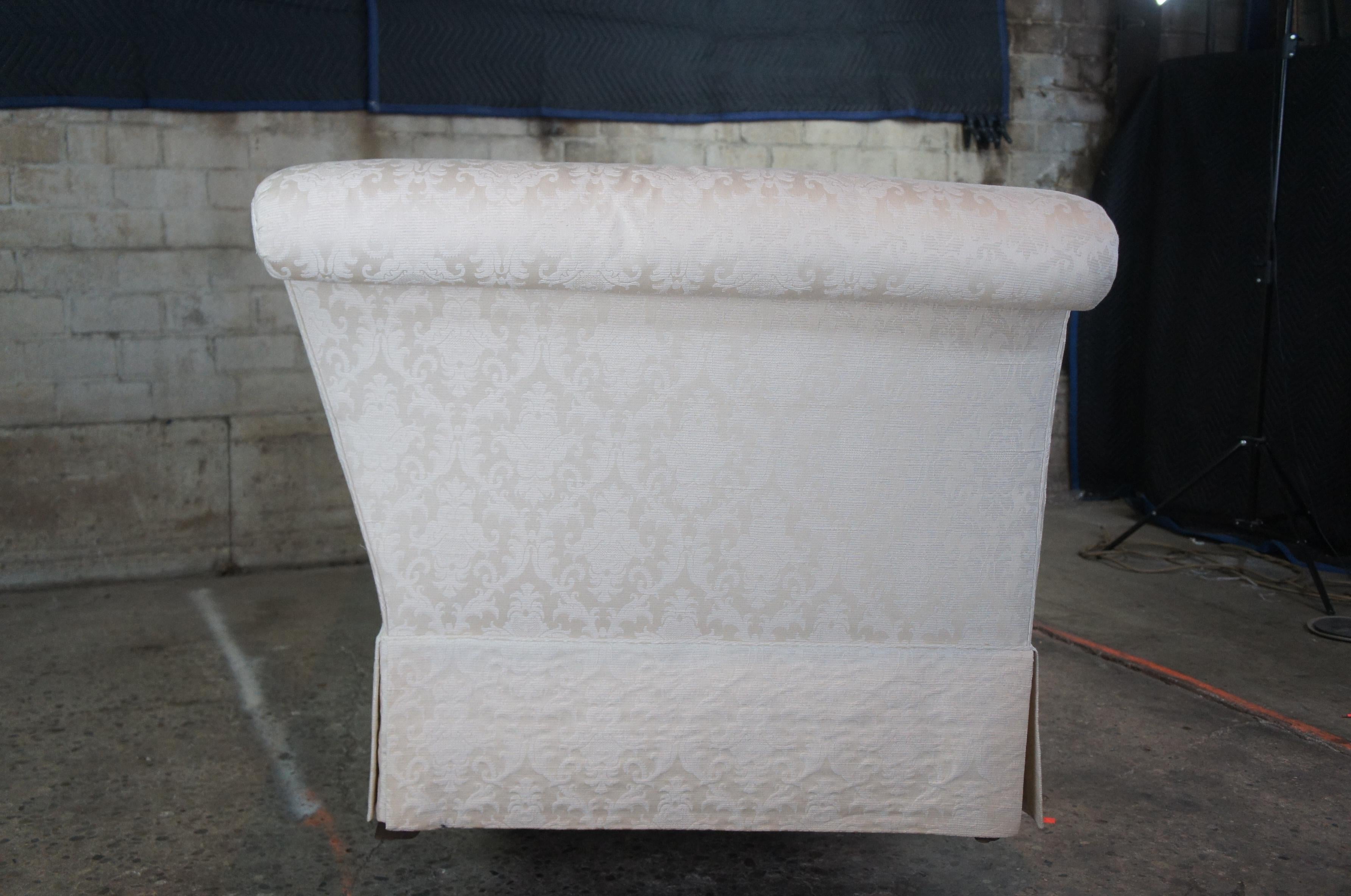 Upholstery Baker Furniture French Tuxedo Roll Arm Down Filled Sofa Couch Love Seat Brocade