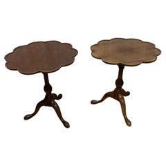 Vintage Baker Muebles Históricos Charleston Chippendale Tilt Top Mesas - Pareja