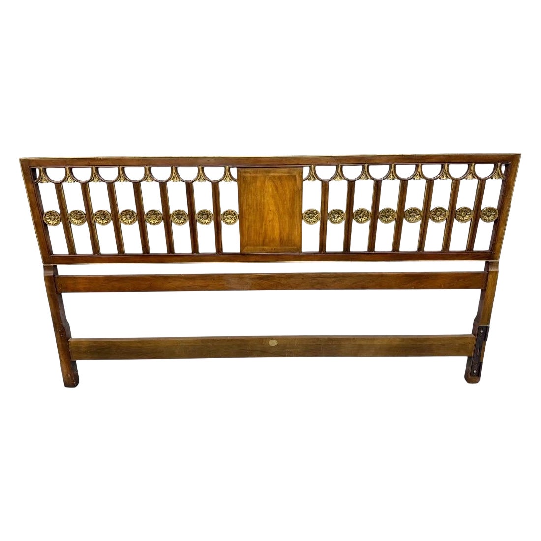 Vintage Baker Furniture Hollywood Regency Walnut King Size Headboard