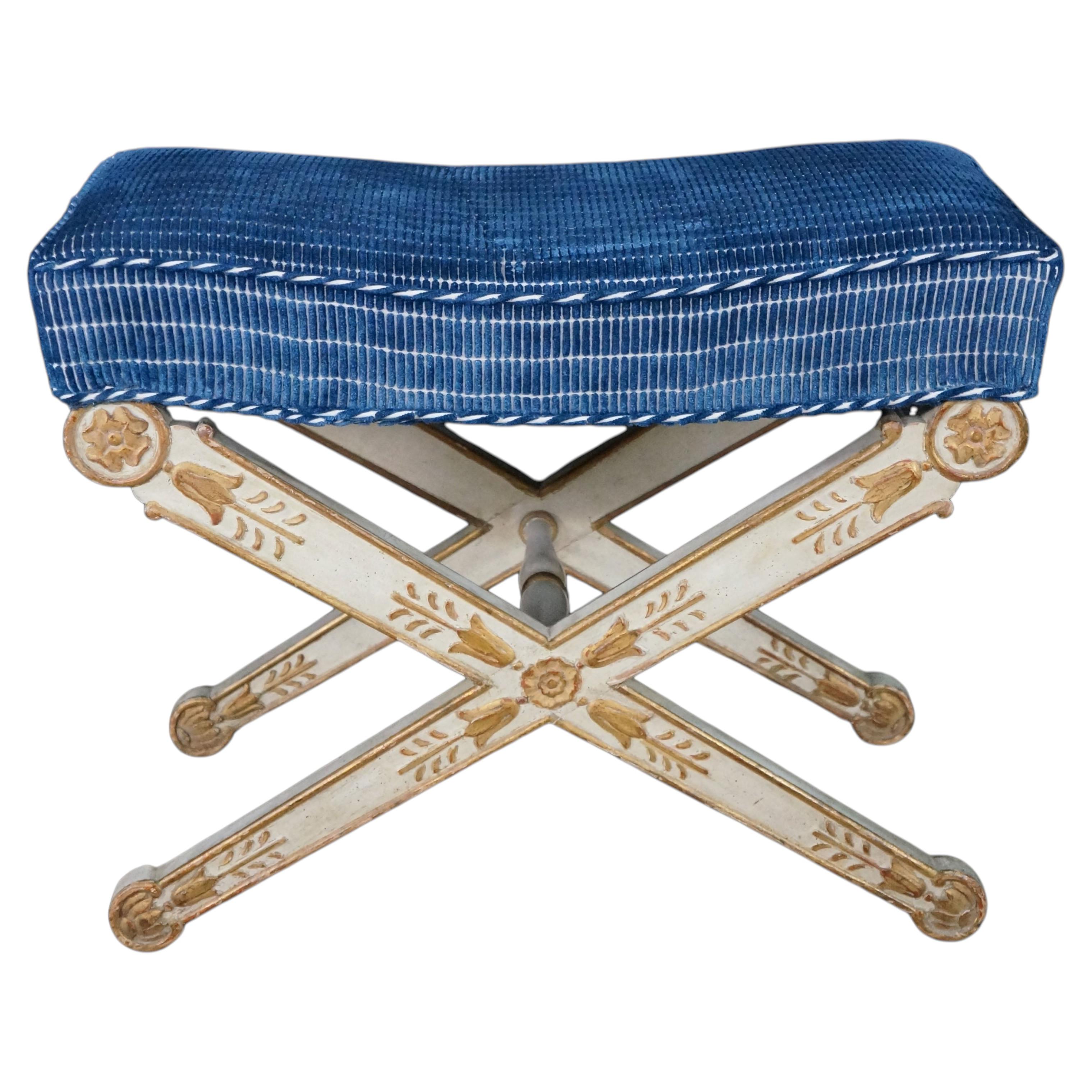 Vintage Baker Furniture Italian Neoclassical X-Form Curule Bench Stool Ottoman