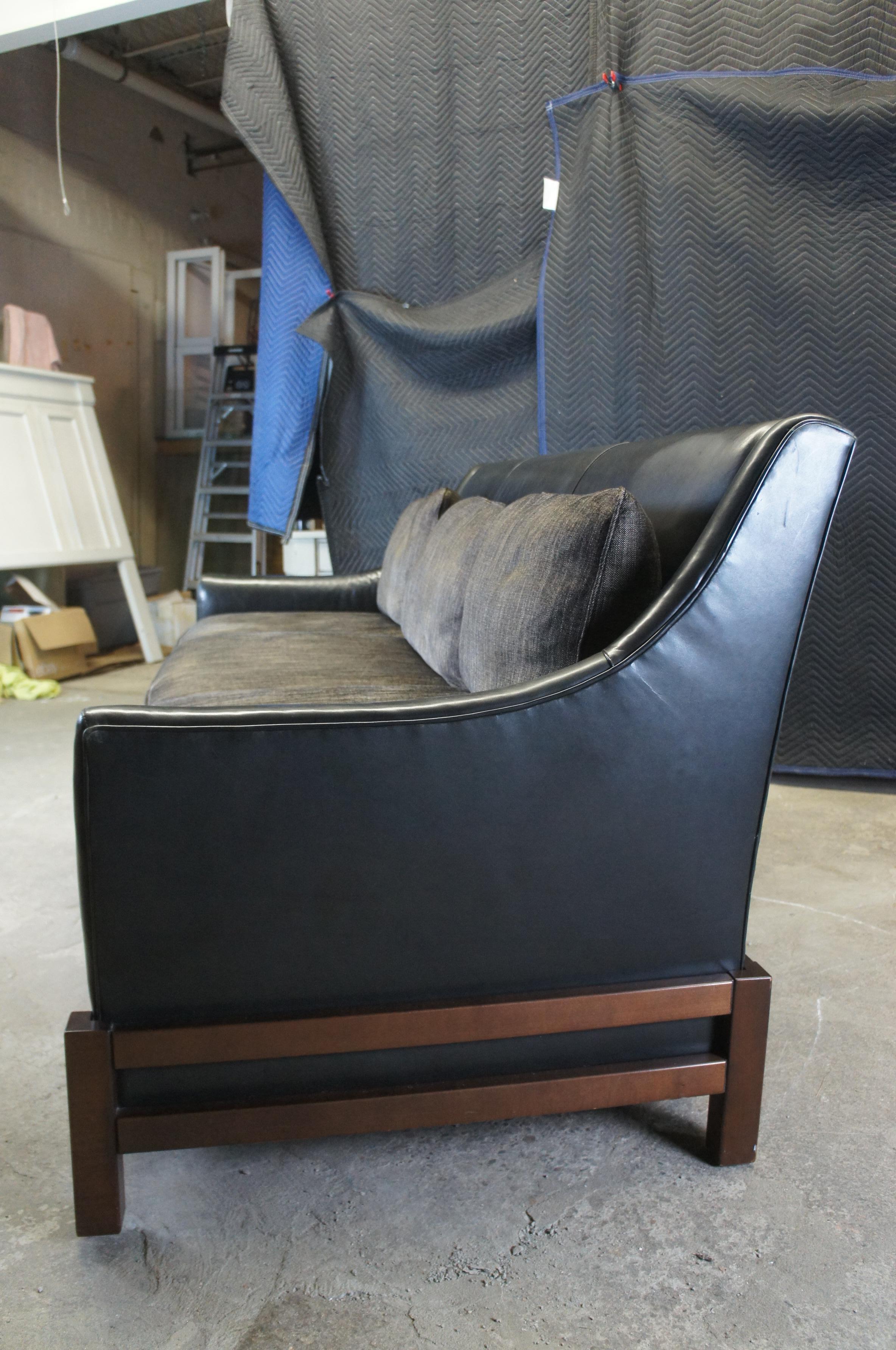 Vintage Baker Furniture Laura Kirar Modern Black Leather 3 Seater Neue Sofa For Sale 5