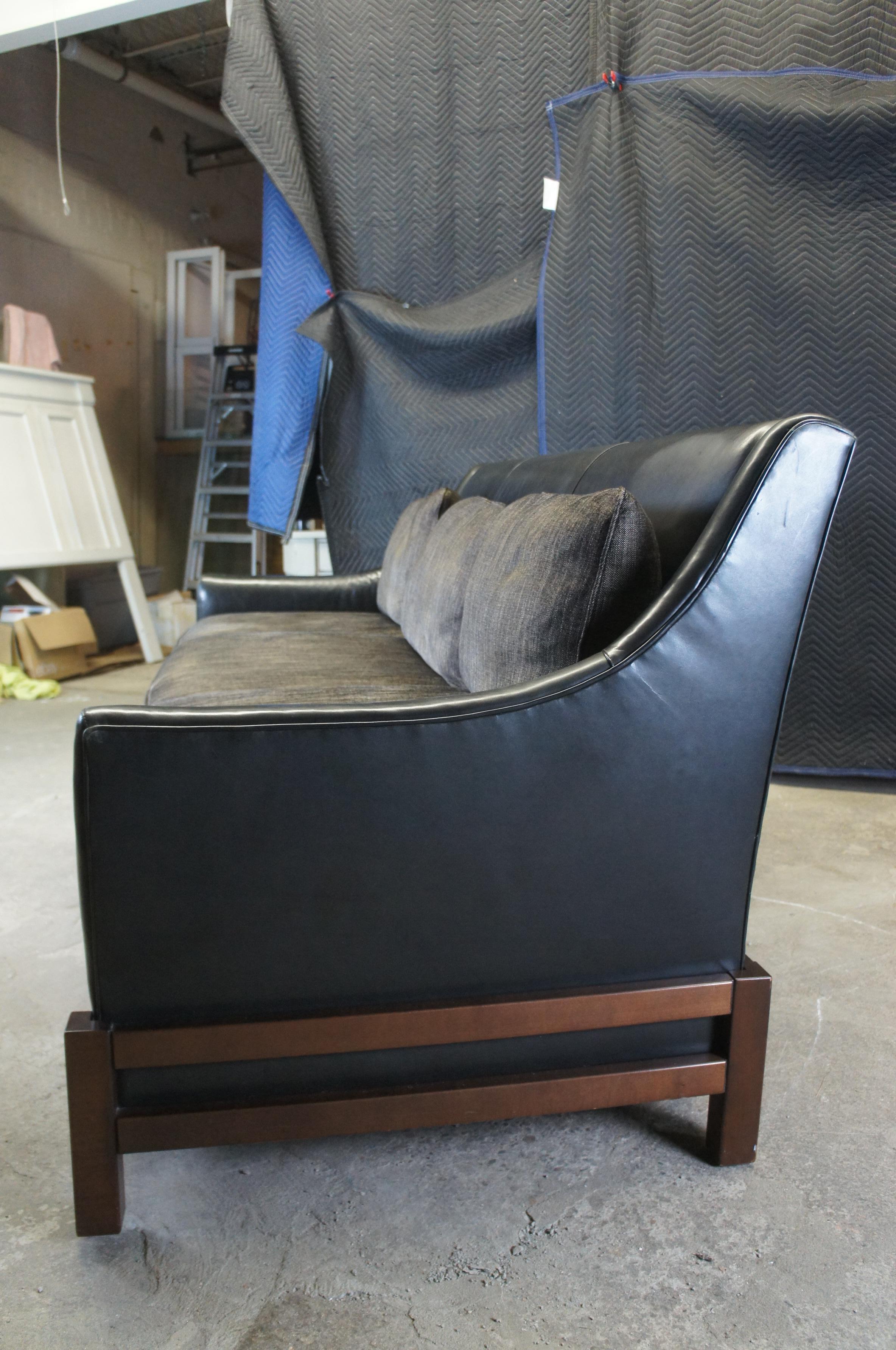 Vintage Baker Furniture Laura Kirar Modern Black Leather 3 Seater Neue Sofa 5