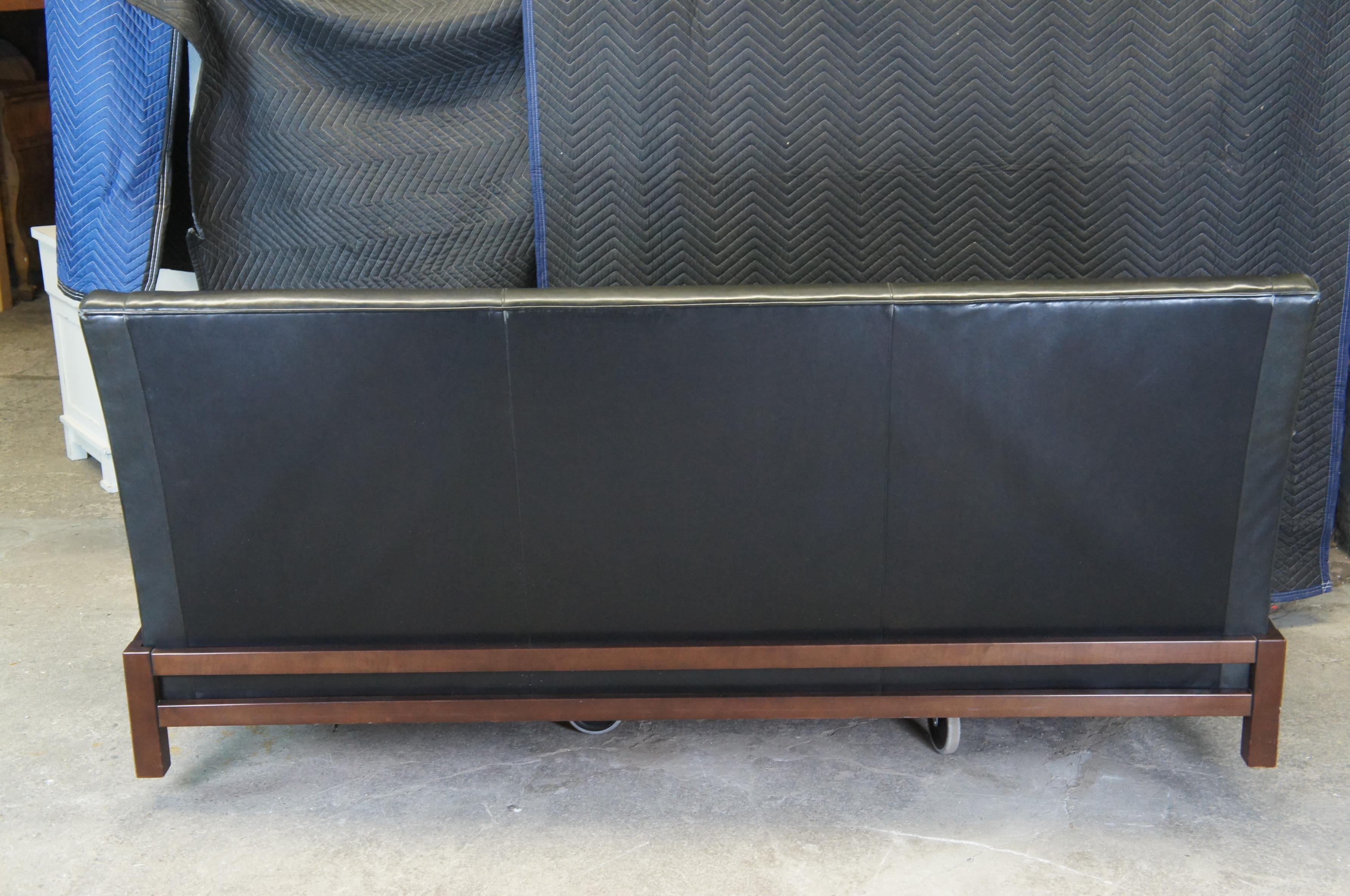 Vintage Baker Furniture Laura Kirar Modern Black Leather 3 Seater Neue Sofa For Sale 6
