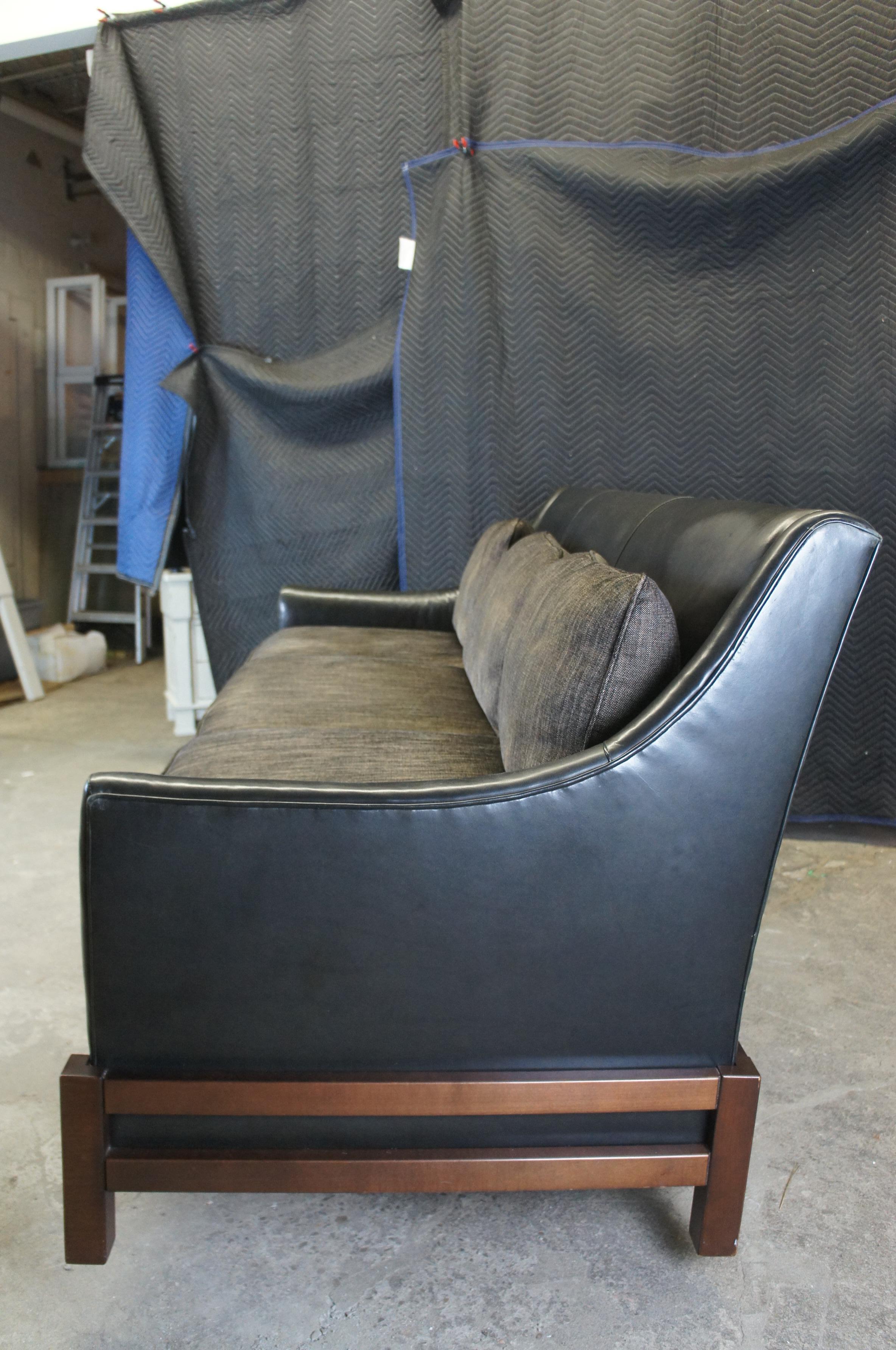 Vintage Baker Furniture Laura Kirar Modern Black Leather 3 Seater Neue Sofa For Sale 7