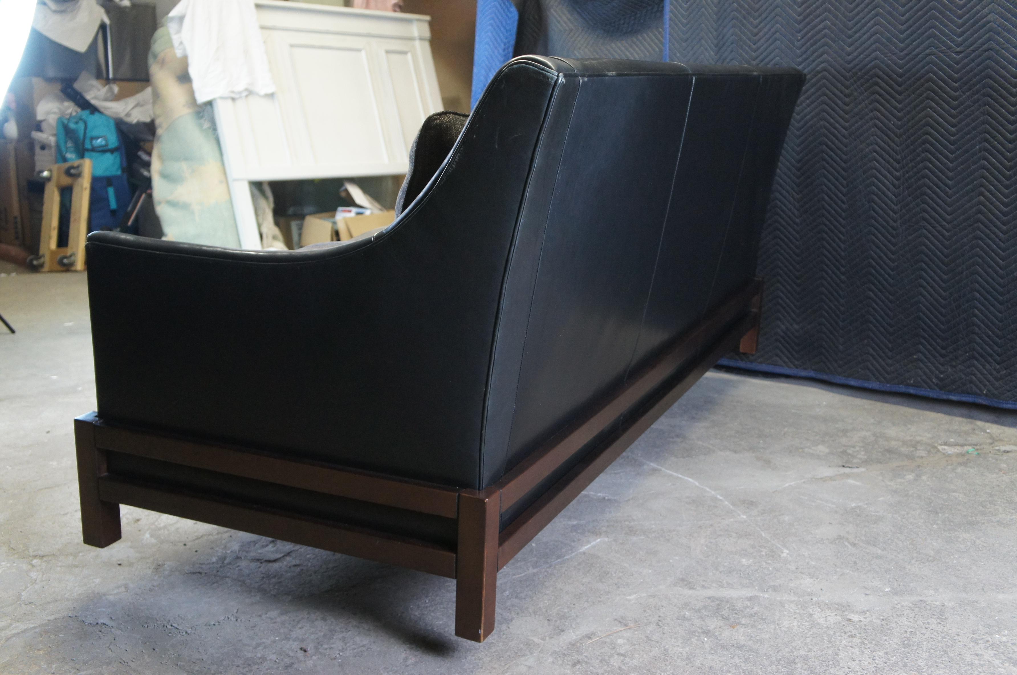 Vintage Baker Furniture Laura Kirar Modern Black Leather 3 Seater Neue Sofa For Sale 8