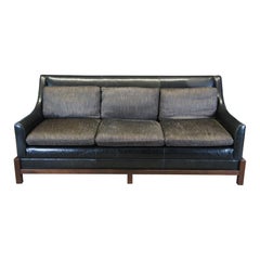 Vintage Baker Furniture Laura Kirar Modern Black Leather 3 Seater Neue Sofa