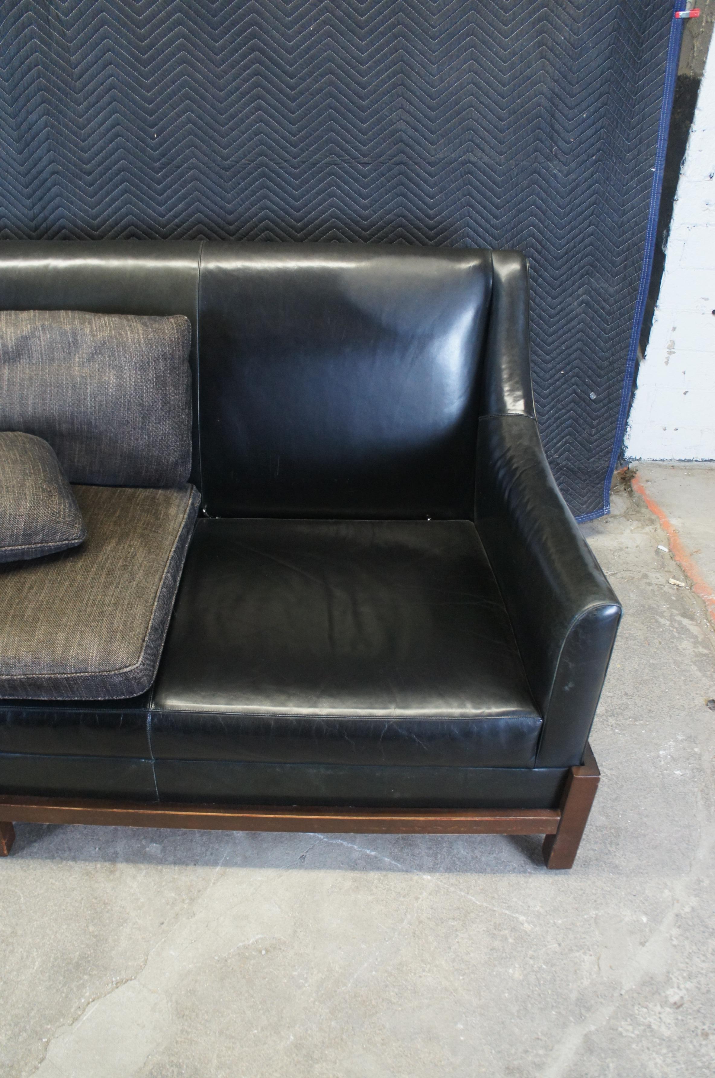 Vintage Baker Furniture Laura Kirar Modern Black Leather 3 Seater Neue Sofa For Sale 2