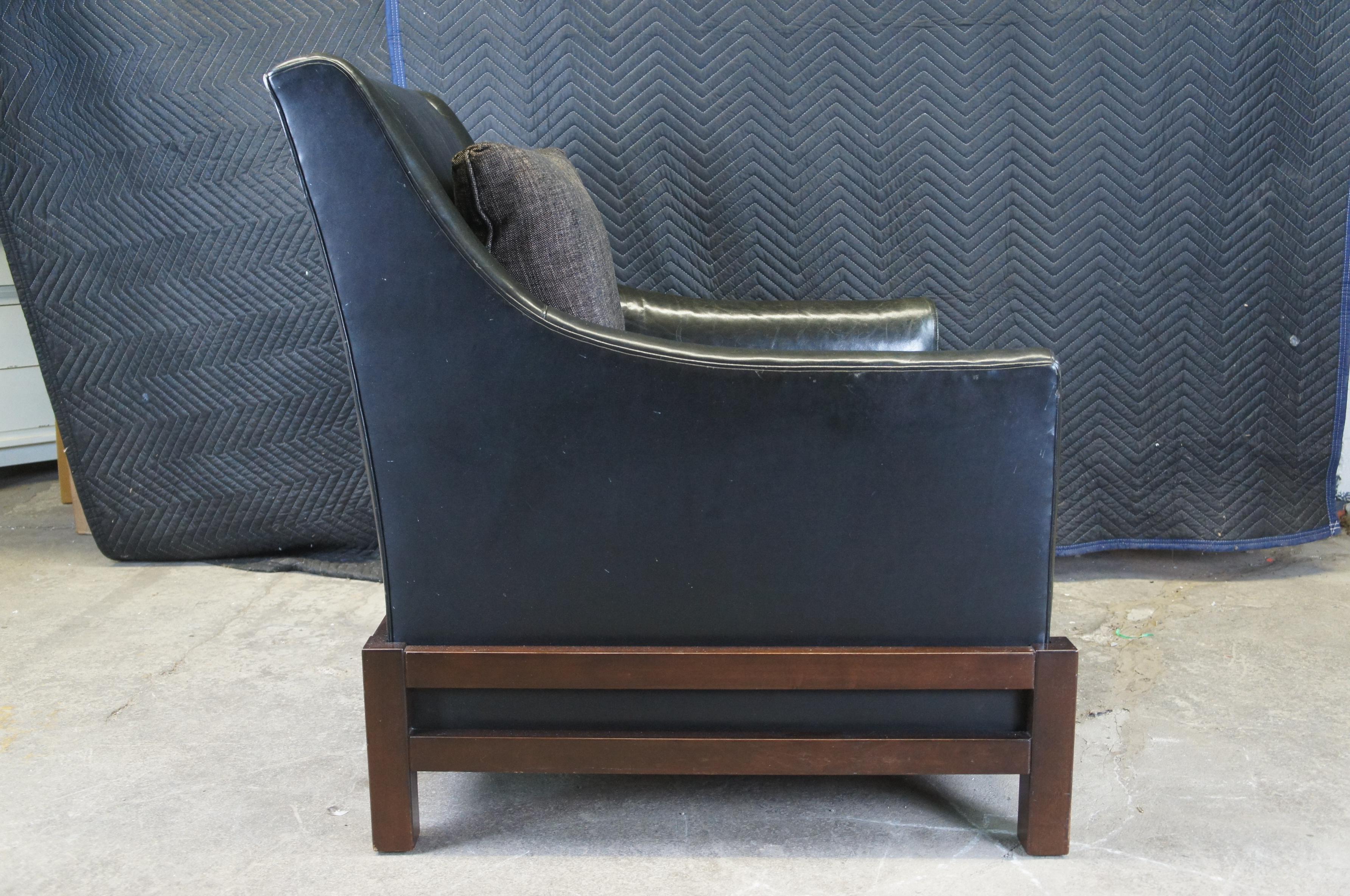 Vintage Baker Furniture Laura Kirar Modern Black Leather Neue Club Lounge Chair For Sale 3