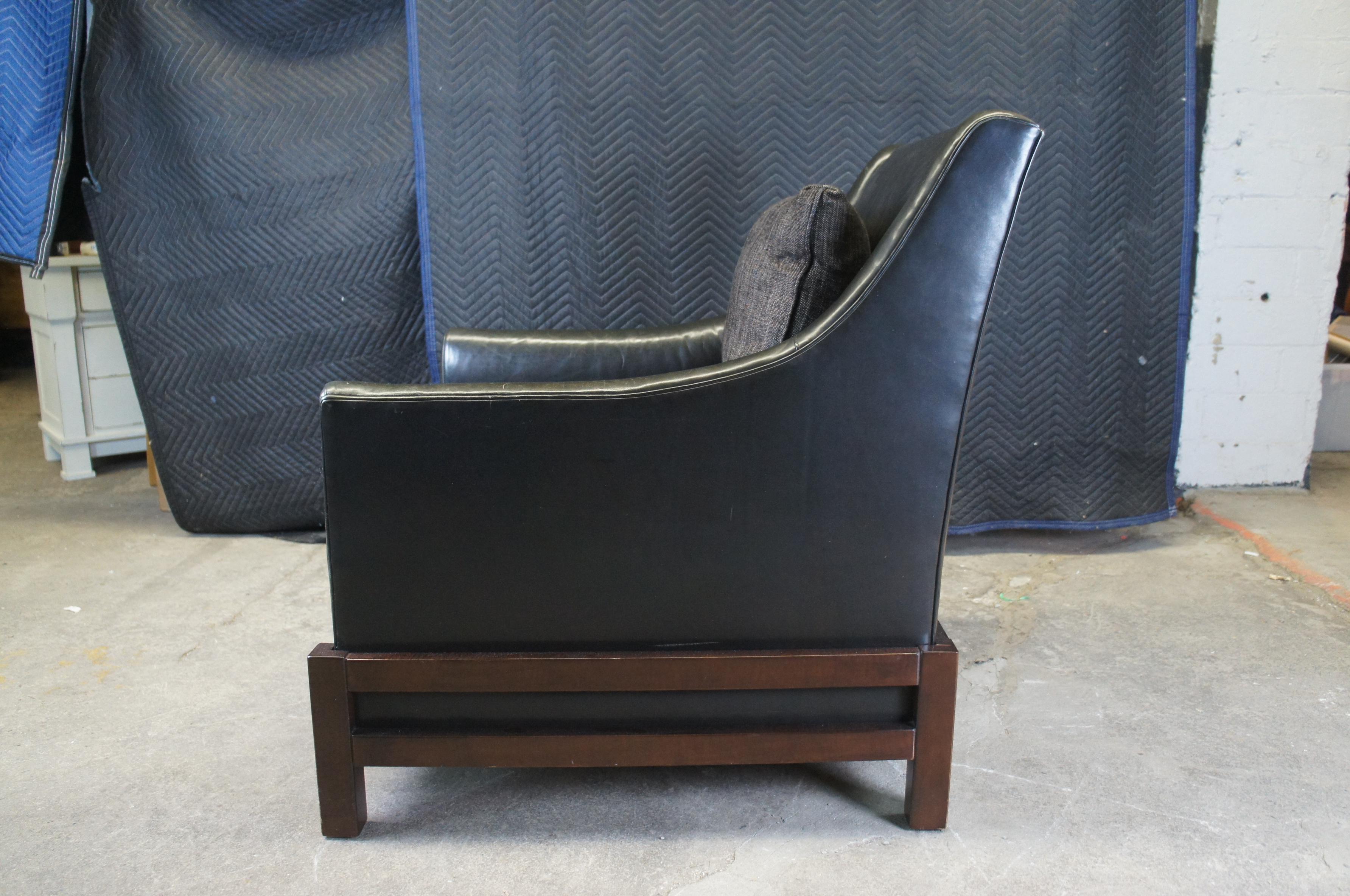 20th Century Vintage Baker Furniture Laura Kirar Modern Black Leather Neue Club Lounge Chair For Sale