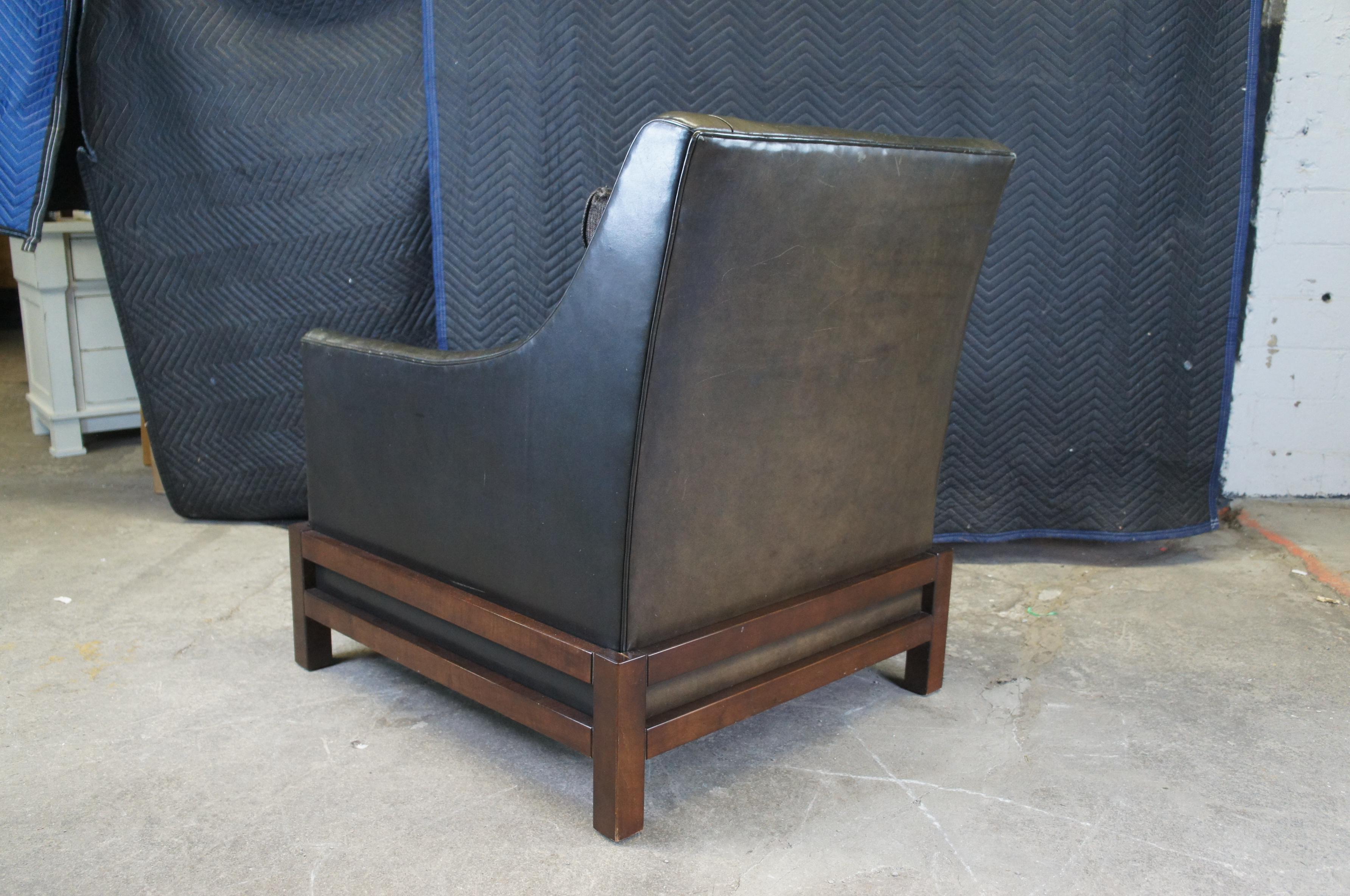 Upholstery Vintage Baker Furniture Laura Kirar Modern Black Leather Neue Club Lounge Chair For Sale