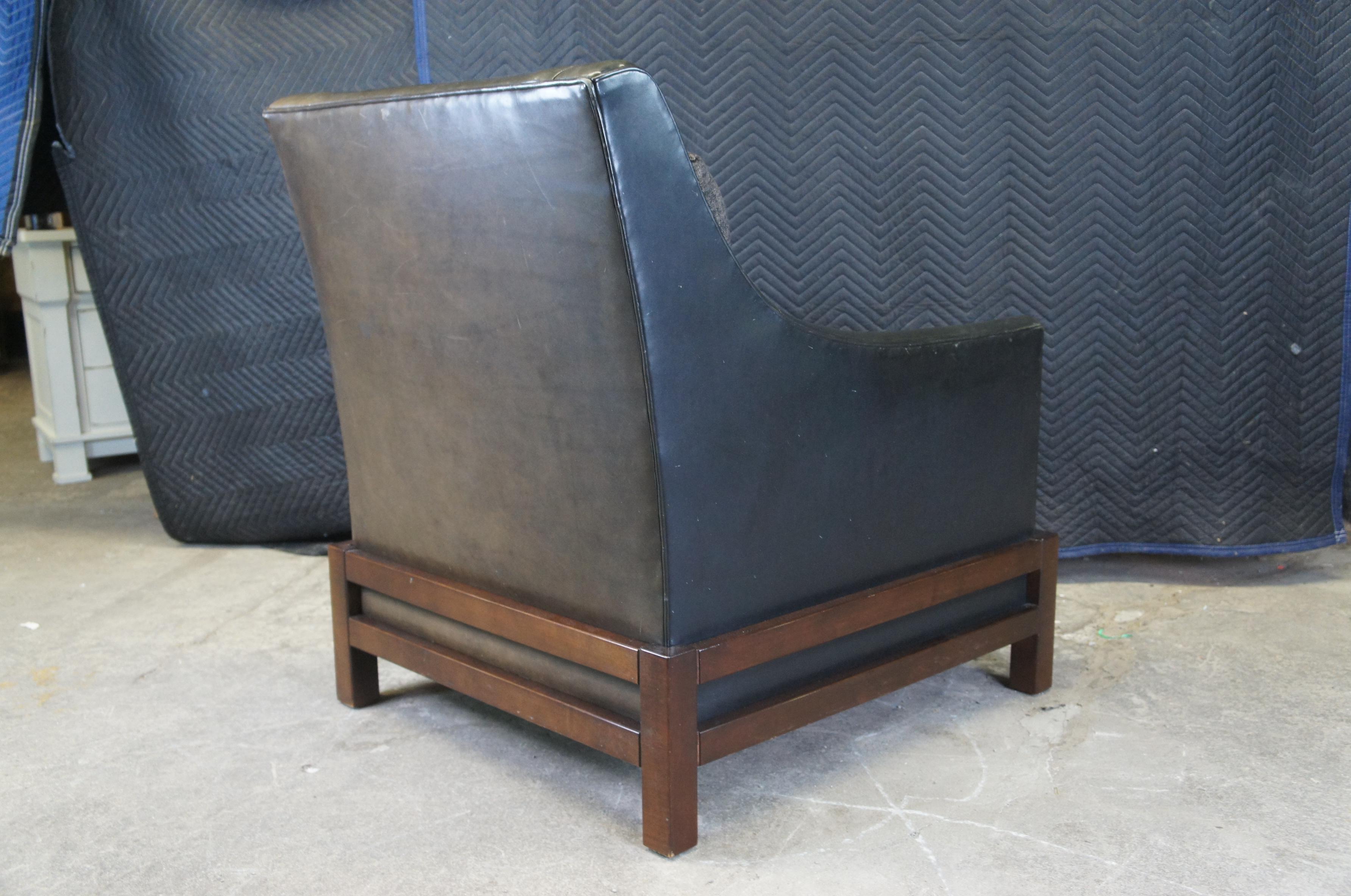 Vintage Baker Furniture Laura Kirar Modern Black Leather Neue Club Lounge Chair For Sale 2