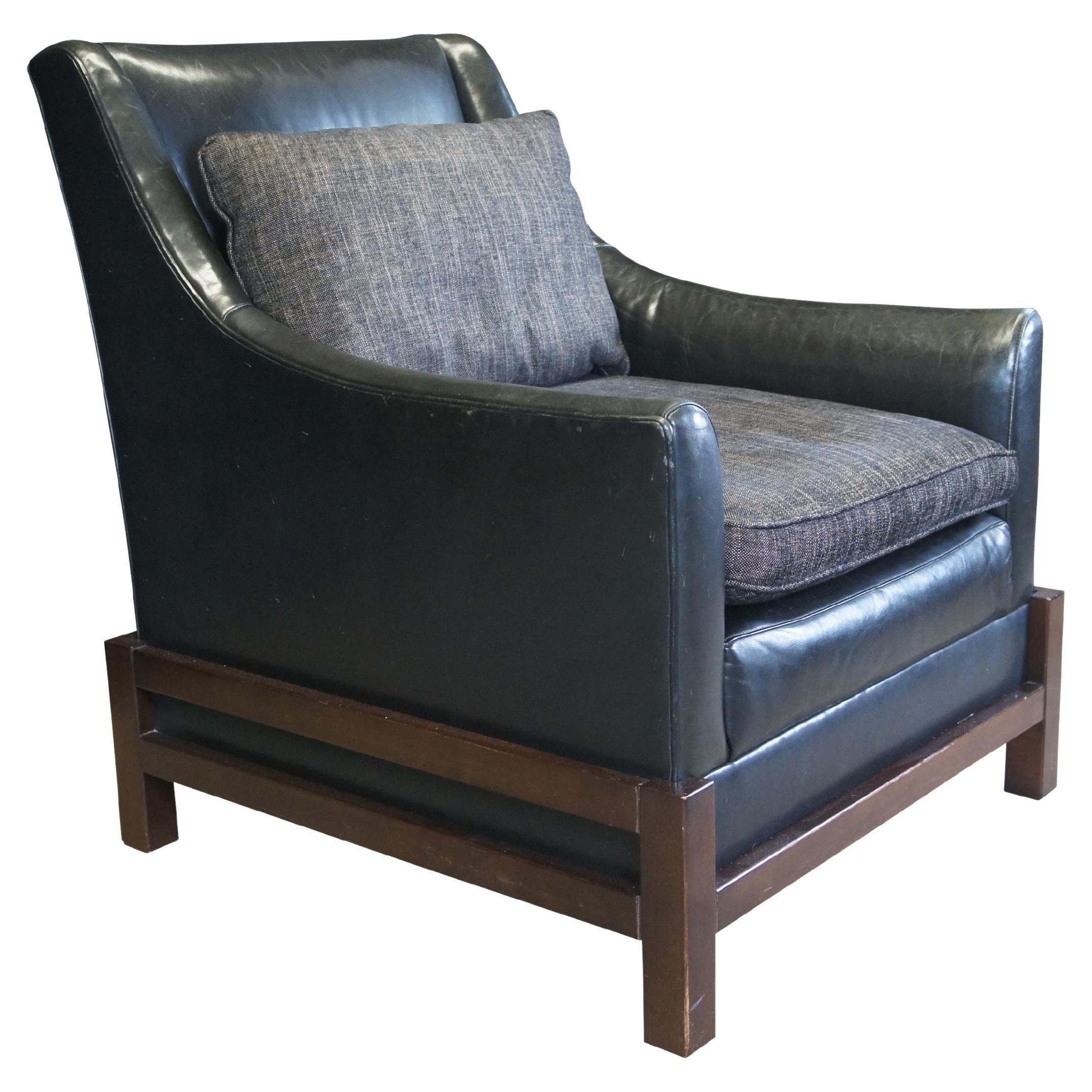 Vintage Baker Furniture Laura Kirar Modern Black Leather Neue Club Lounge Chair For Sale