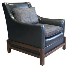 Vintage Baker Furniture Laura Kirar Modern Black Leather Neue Club Lounge Chair