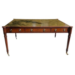 Vintage Baker Furniture Mahogany Leather Partner's Writing Desk, Crown & Tulip