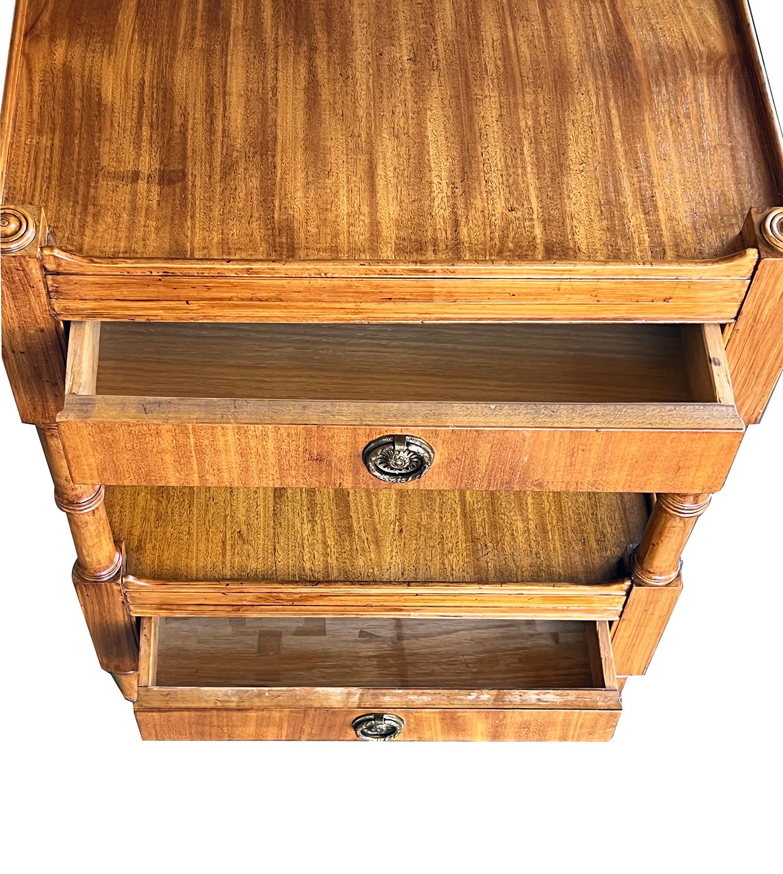 Neoclassical Vintage Baker Furniture Mid-Century 'Milling Road' Golden Mahogany Tiered 2-Draw For Sale