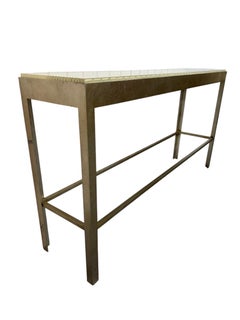 Vintage Baker Furniture Modernist Metal & Tessellated Tile Console Table