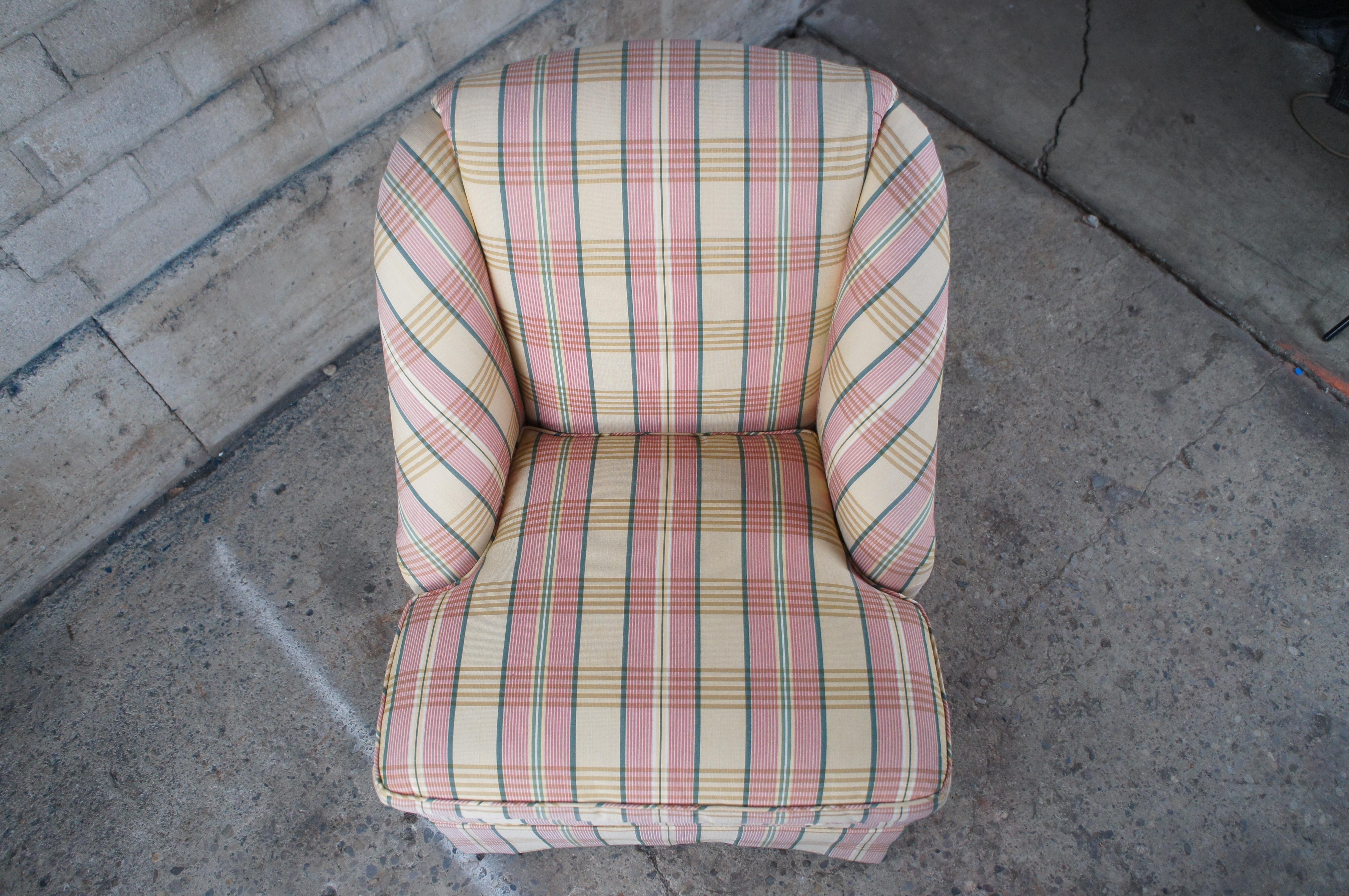 Vintage Baker Furniture Plaid Down Filled Slipper Club Lounge Chair Library in vendita 5