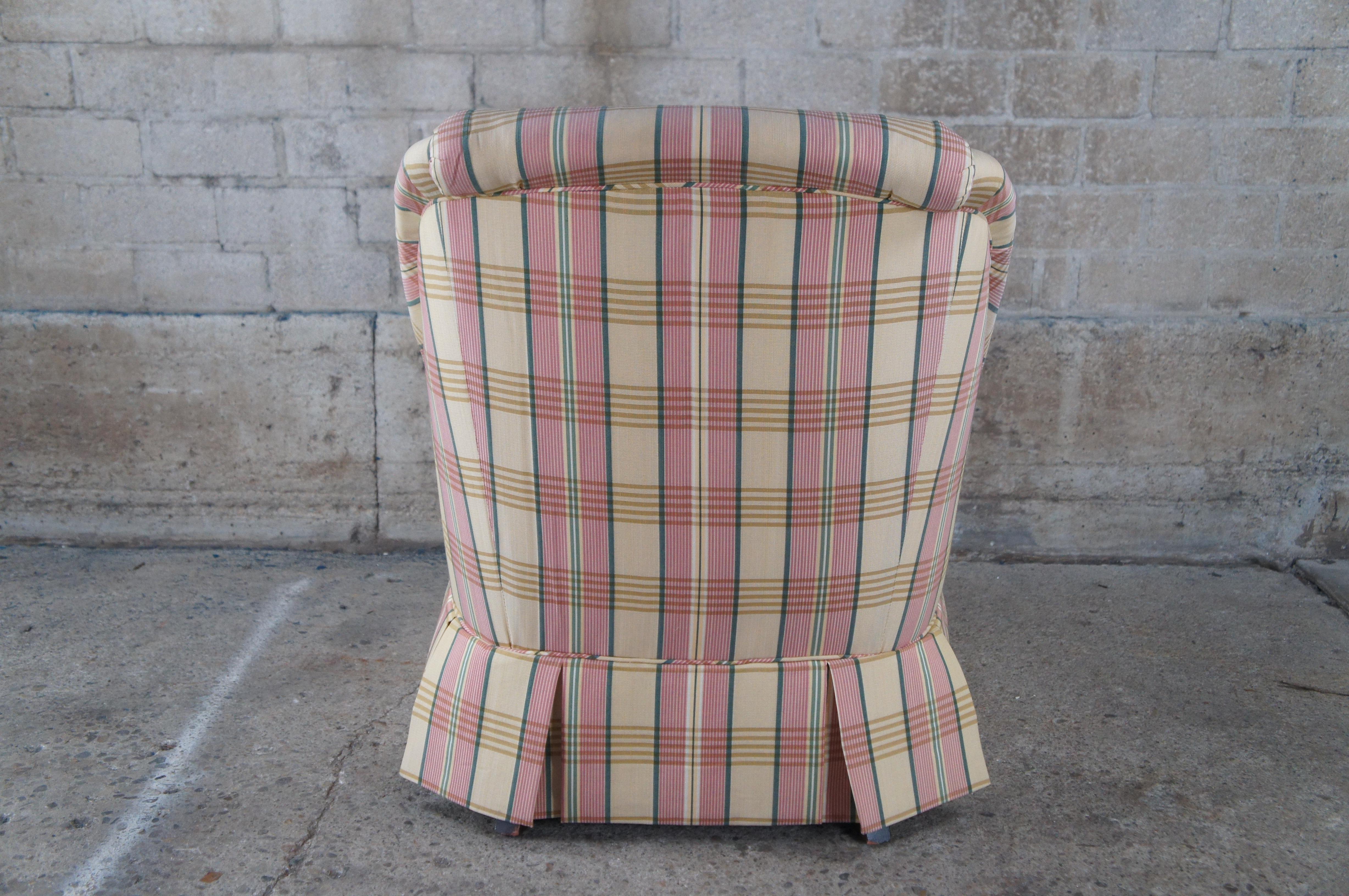 Vintage Baker Furniture Plaid Down Filled Slipper Club Lounge Chair Library in vendita 1