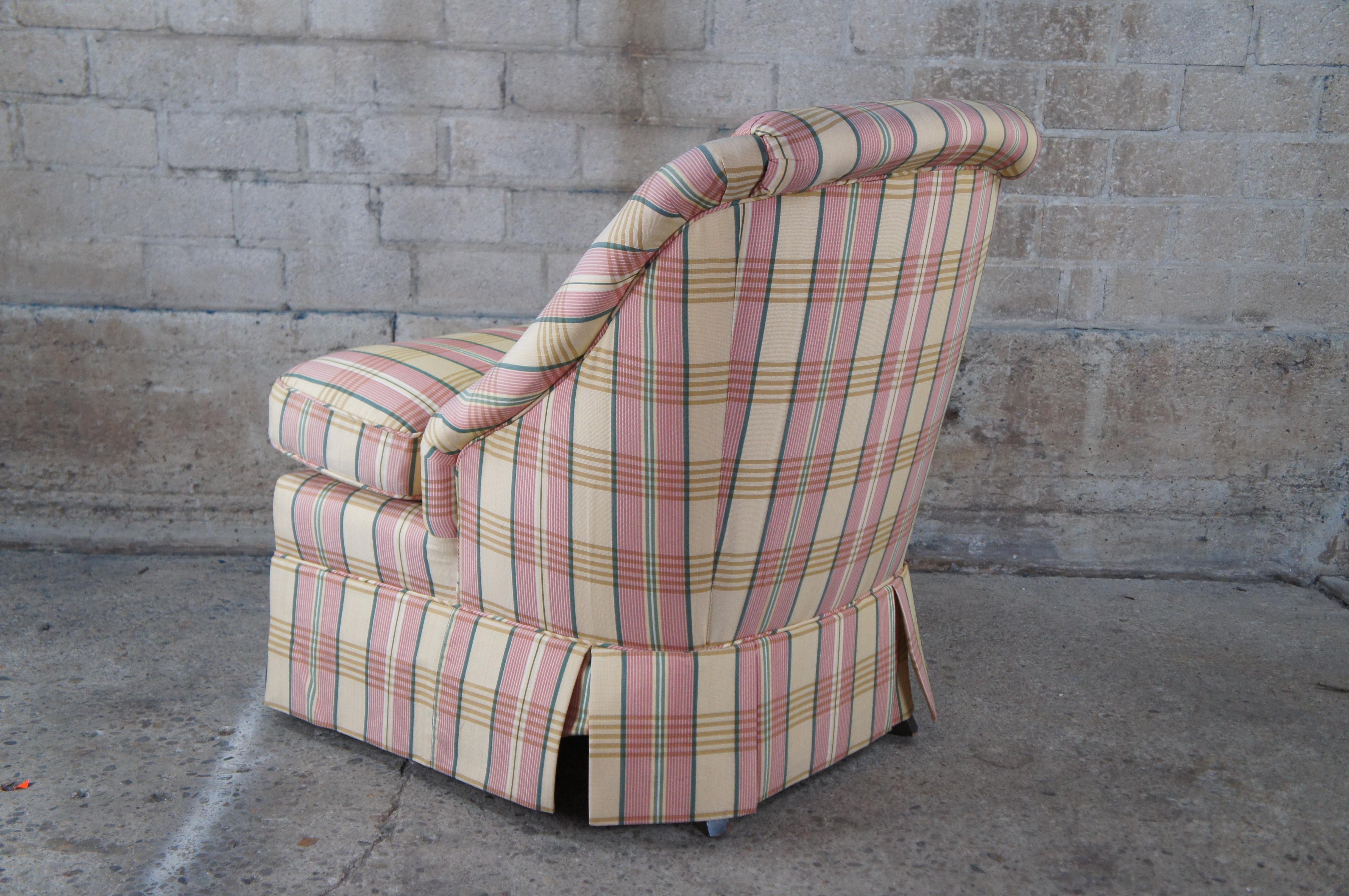 Vintage Baker Furniture Plaid Down Filled Slipper Club Lounge Chair Library in vendita 2