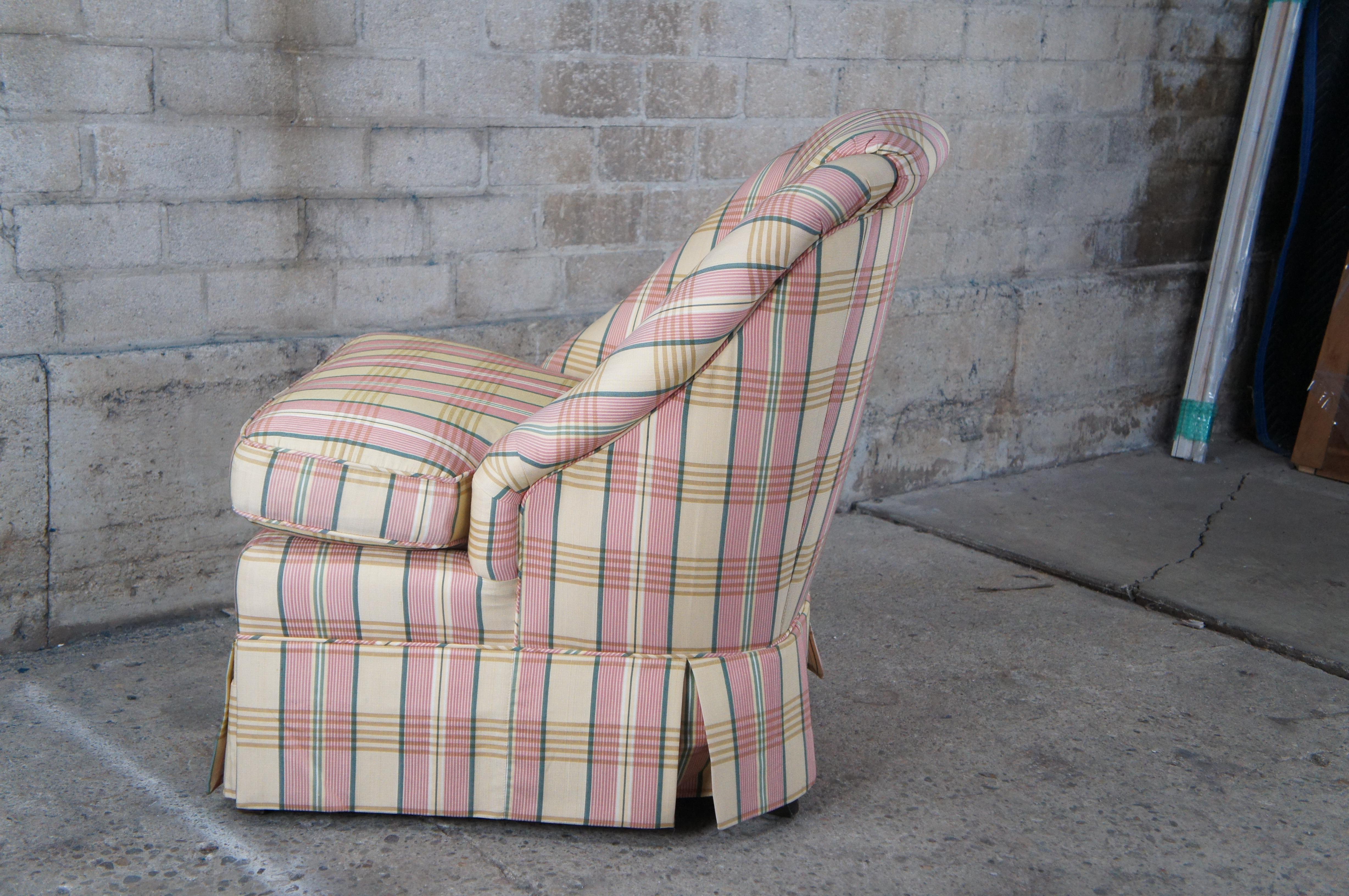 Vintage Baker Furniture Plaid Down Filled Slipper Club Lounge Chair Library in vendita 3