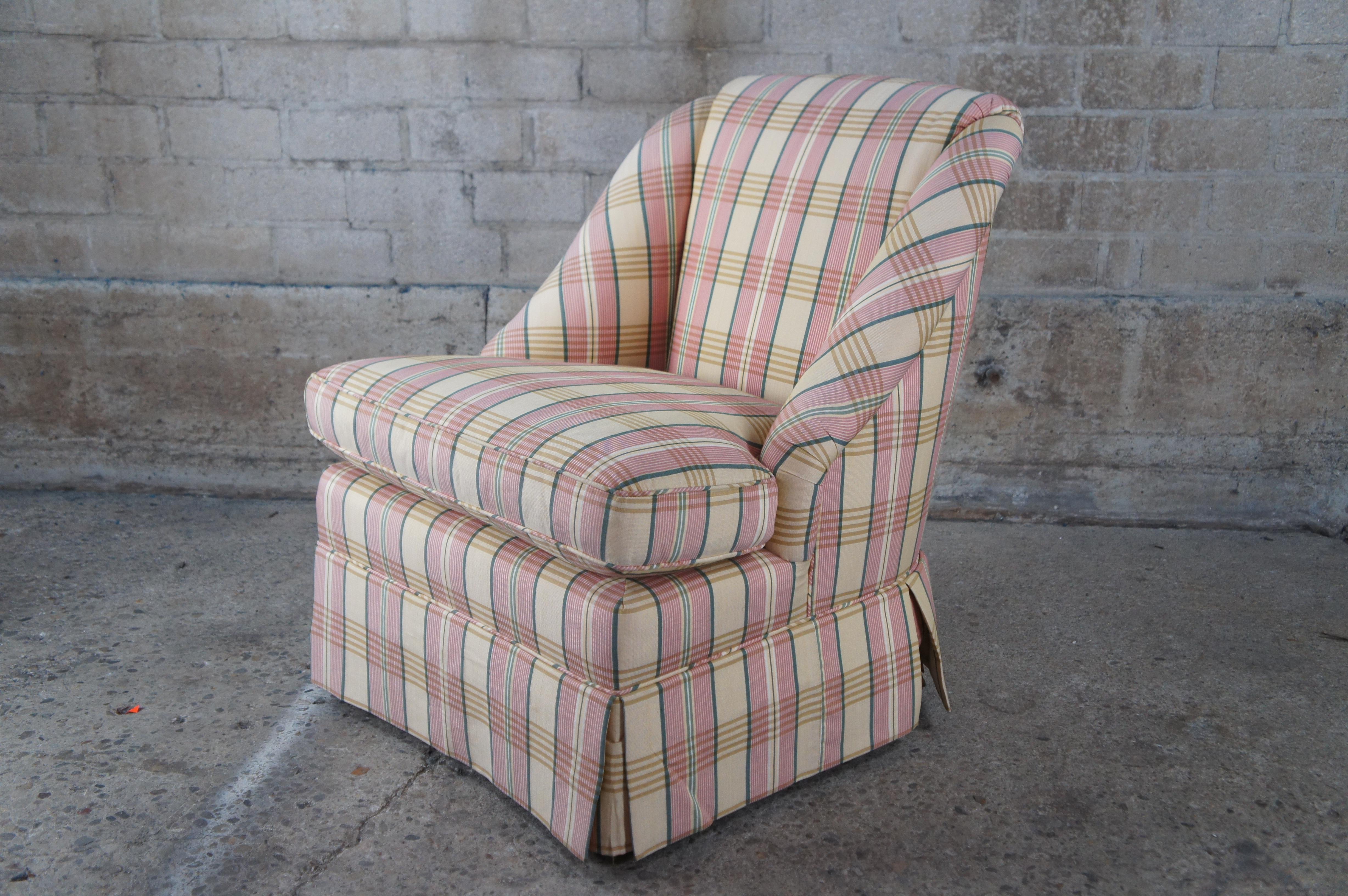 Vintage Baker Furniture Plaid Down Filled Slipper Club Lounge Chair Library in vendita 4