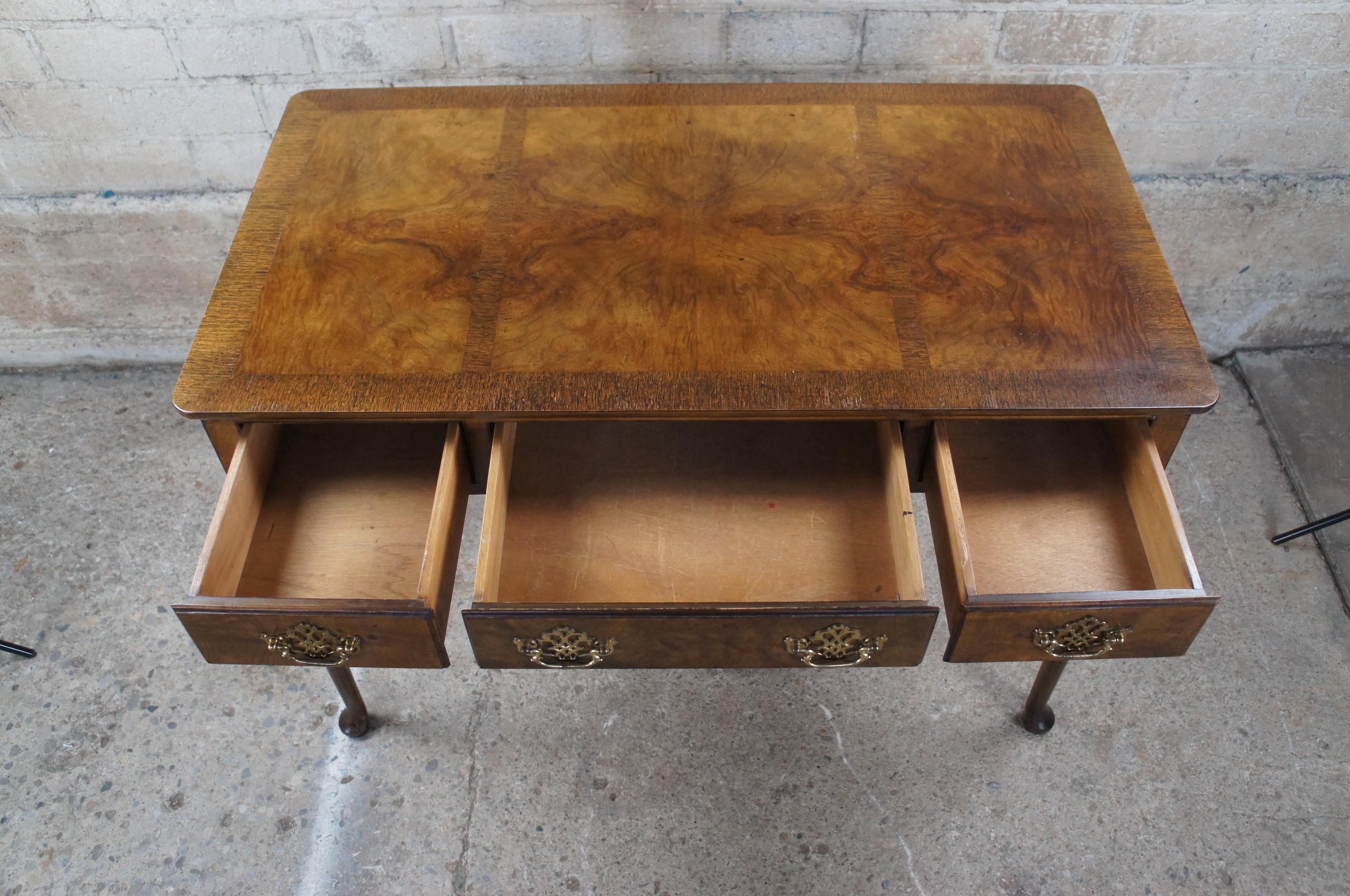 Vintage Baker Furniture Queen Anne Matchbook Walnut Writing Desk Library Table 1
