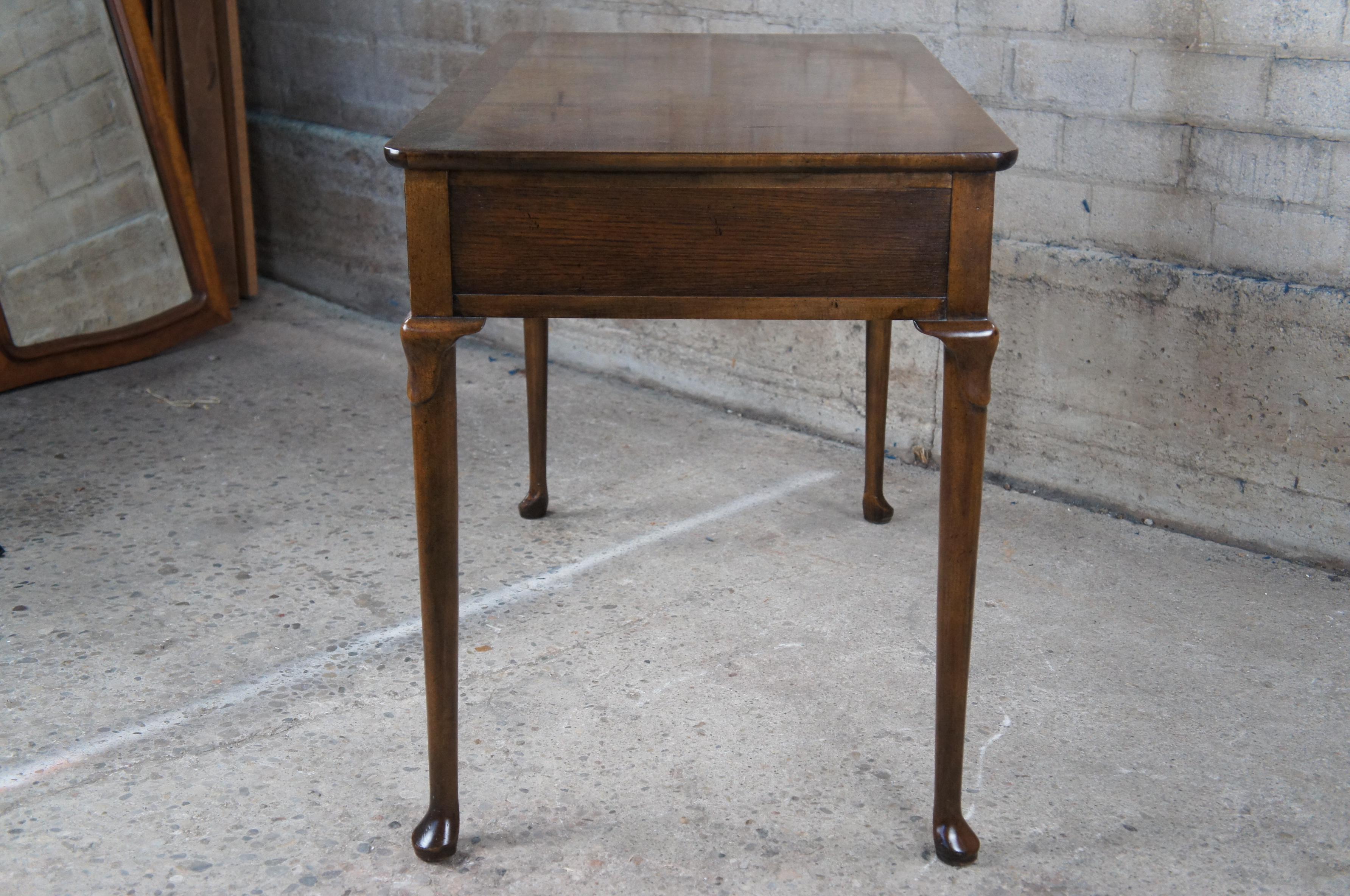 Vintage Baker Furniture Queen Anne Matchbook Walnut Writing Desk Library Table 2