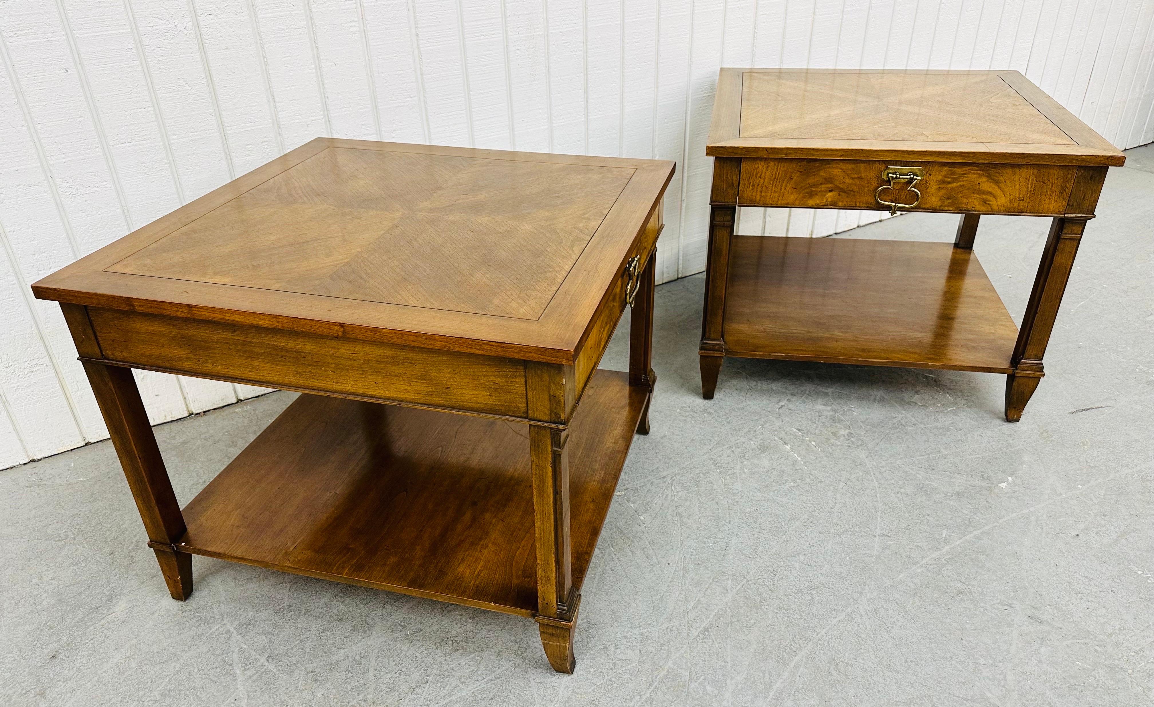 Mid-Century Modern Vintage Baker Furniture Square Walnut Side Tables - Set of 2