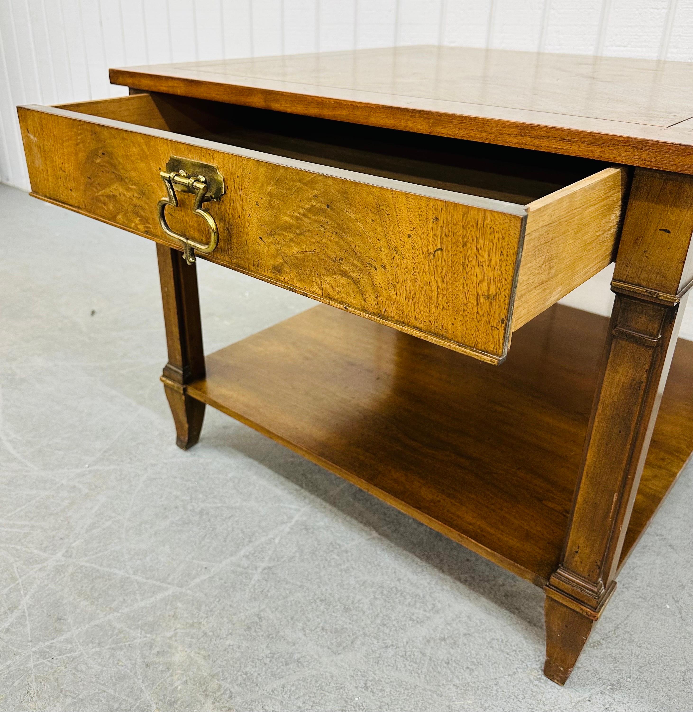 20th Century Vintage Baker Furniture Square Walnut Side Tables - Set of 2