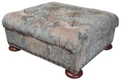 Vintage Baker Furniture Traditional Floral Tufted Nailhead Ottoman Foot Rest