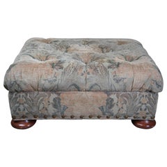 Vintage Baker Furniture Traditional Floral Tufted Nailhead Ottoman Foot Rest