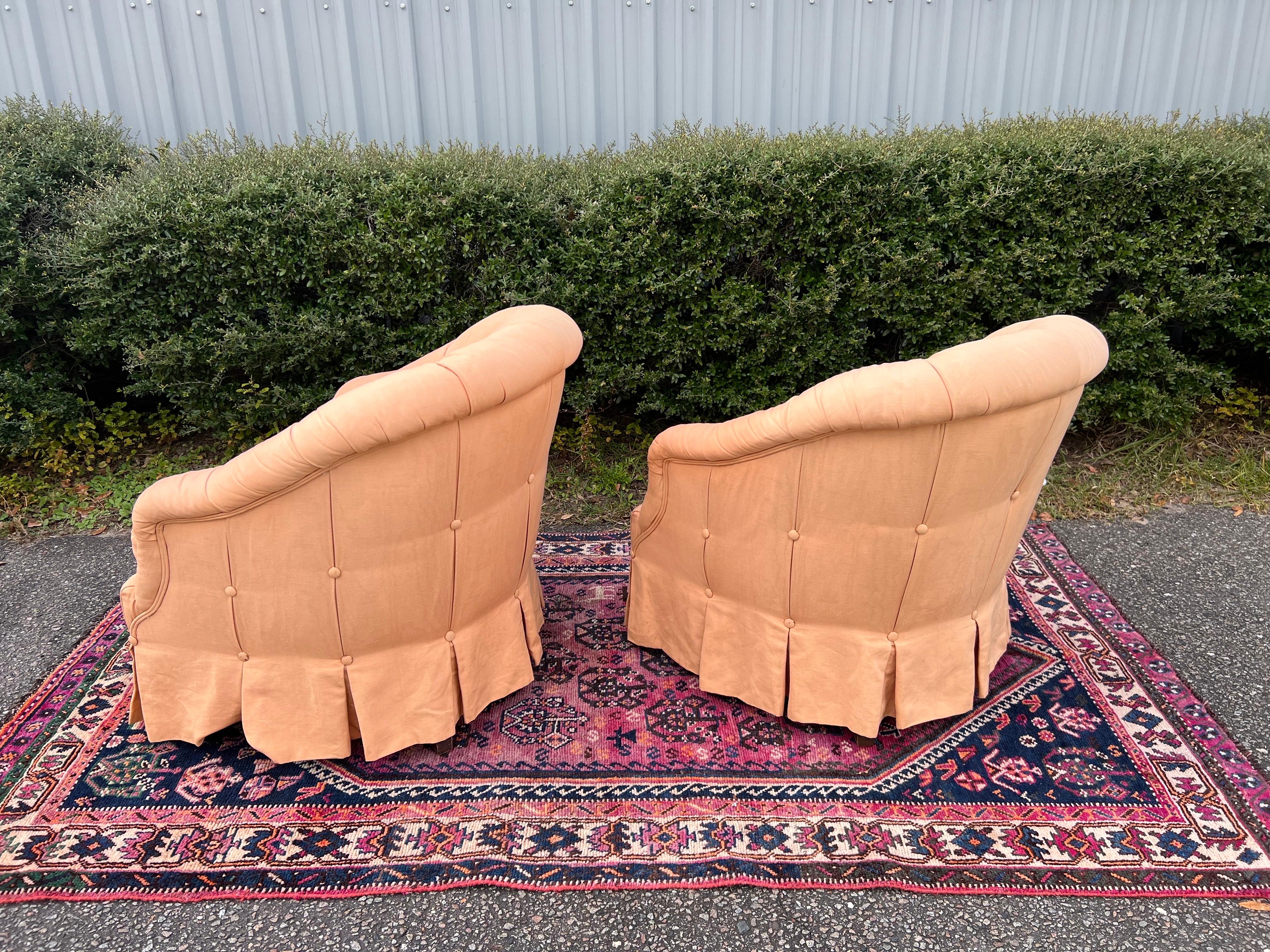 Vintage Baker Furniture Tufted Upholstered Club Chairs - a Pair 1