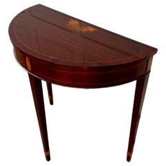 Vintage Baker Hepplewhite Style Mahogany Demilune Console or Entry Table