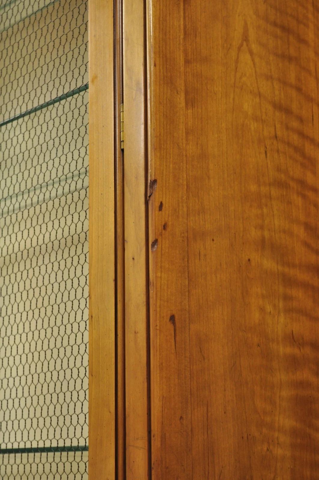 Vintage Baker Hollywood Regency Cherry Wood 2 Door Curio Cabinet Bookcase - Pair For Sale 7