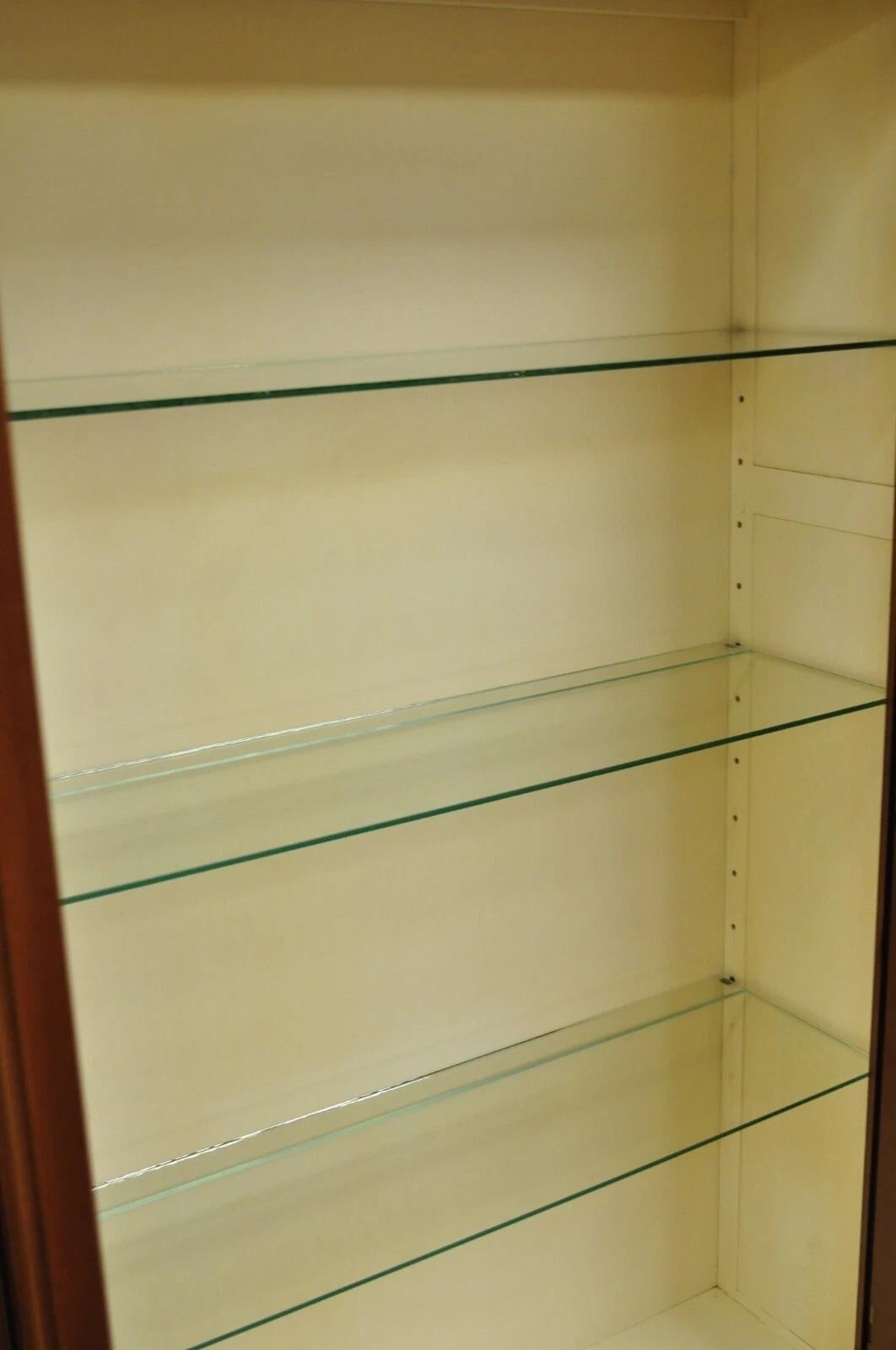 Vintage Baker Hollywood Regency Cherry Wood 2 Door Curio Cabinet Bookcase - Pair For Sale 9