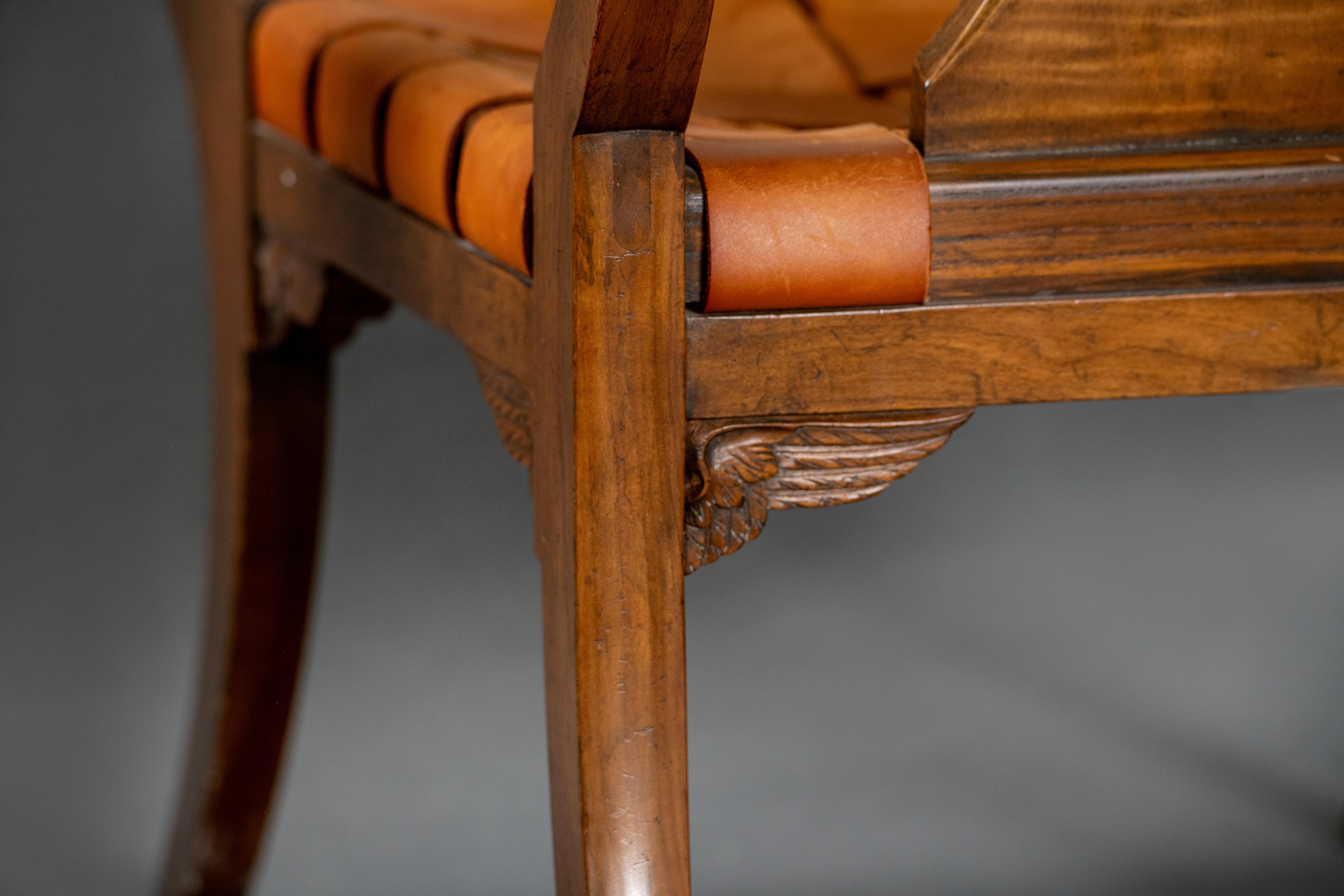 Empire Vintage Baker Klismos Chairs with leather Strapping