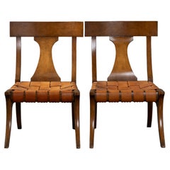 Vintage Baker Klismos Chairs with leather Strapping