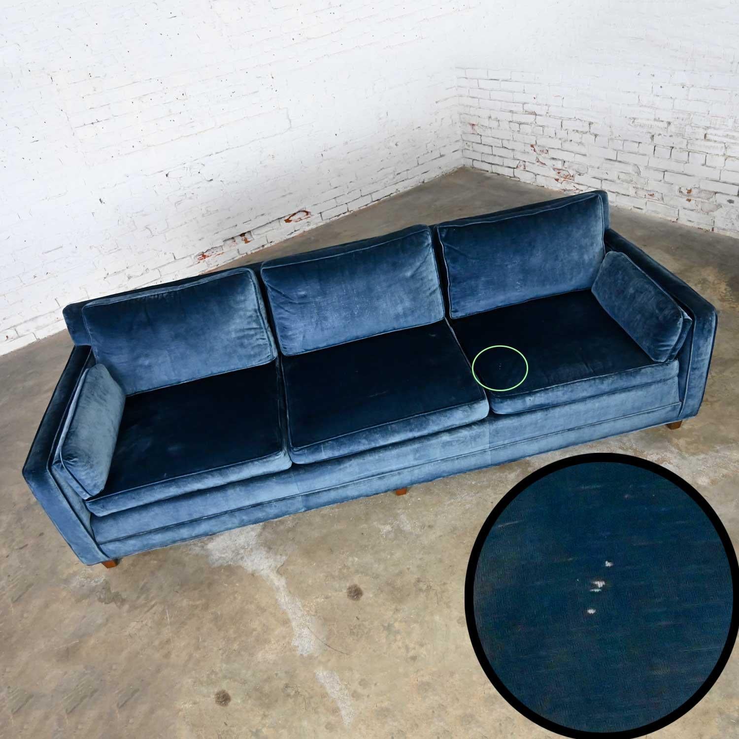 20th Century Vintage Baker Lawson Style Low Profile Sofa in Bellagio Cobalt Fabric by Fabricu